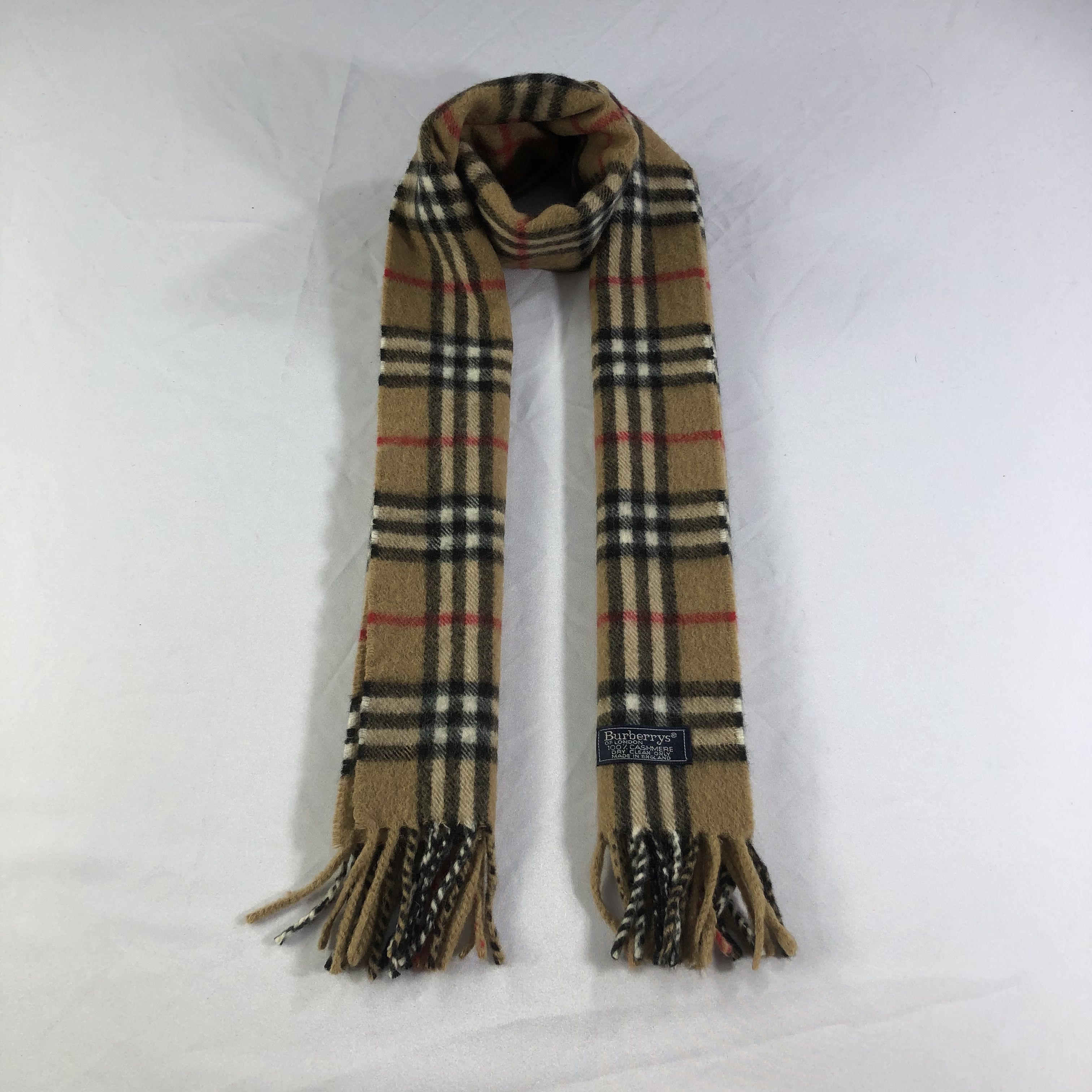 Burberry Burberrys Tan Nova Check Cashmere Scarf Muffler V1530 Size ONE SIZE - 1 Thumbnail