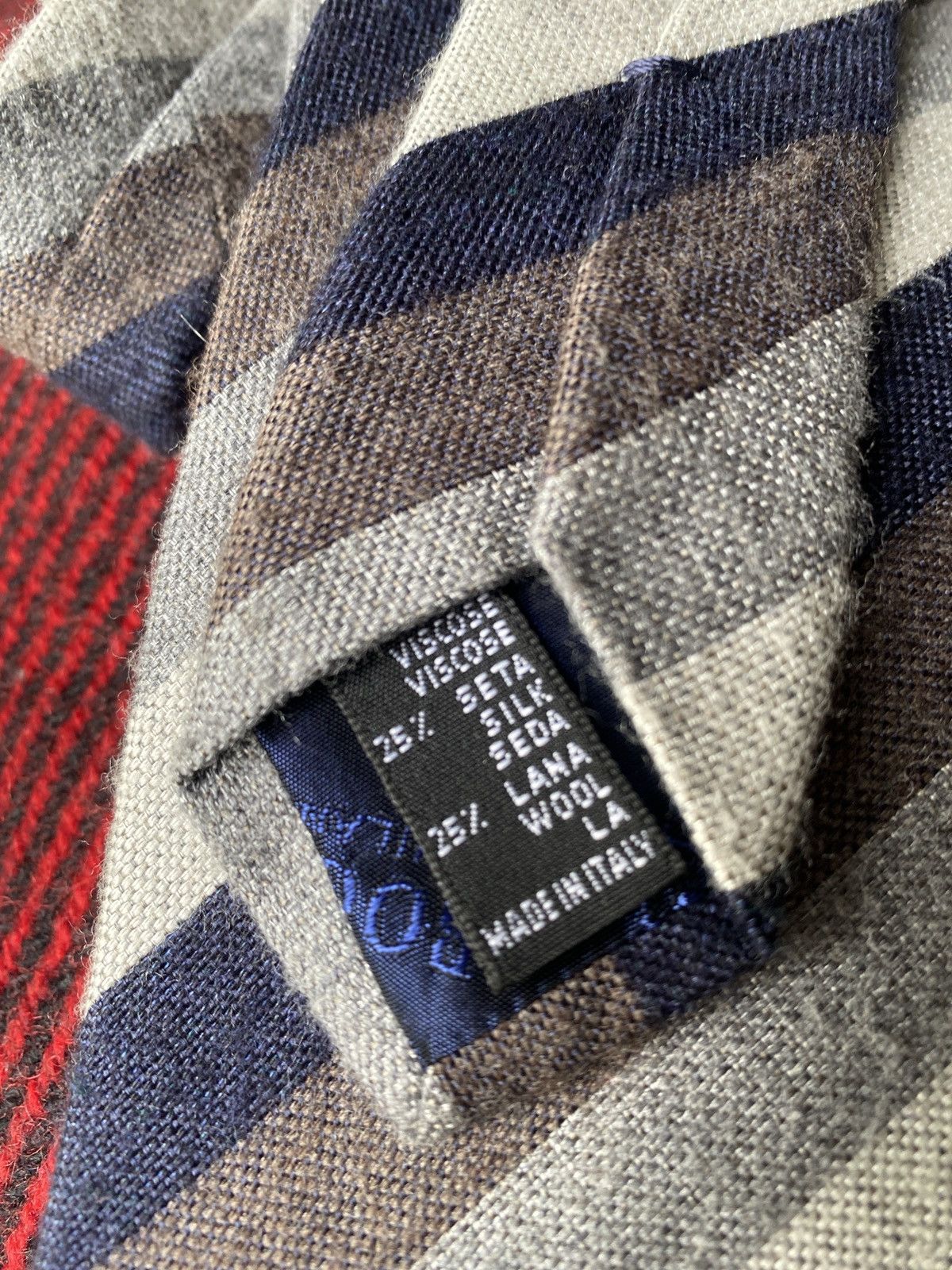 Boggi × Designer Boggi Striped Wool Silk Tie Size ONE SIZE - 7 Thumbnail