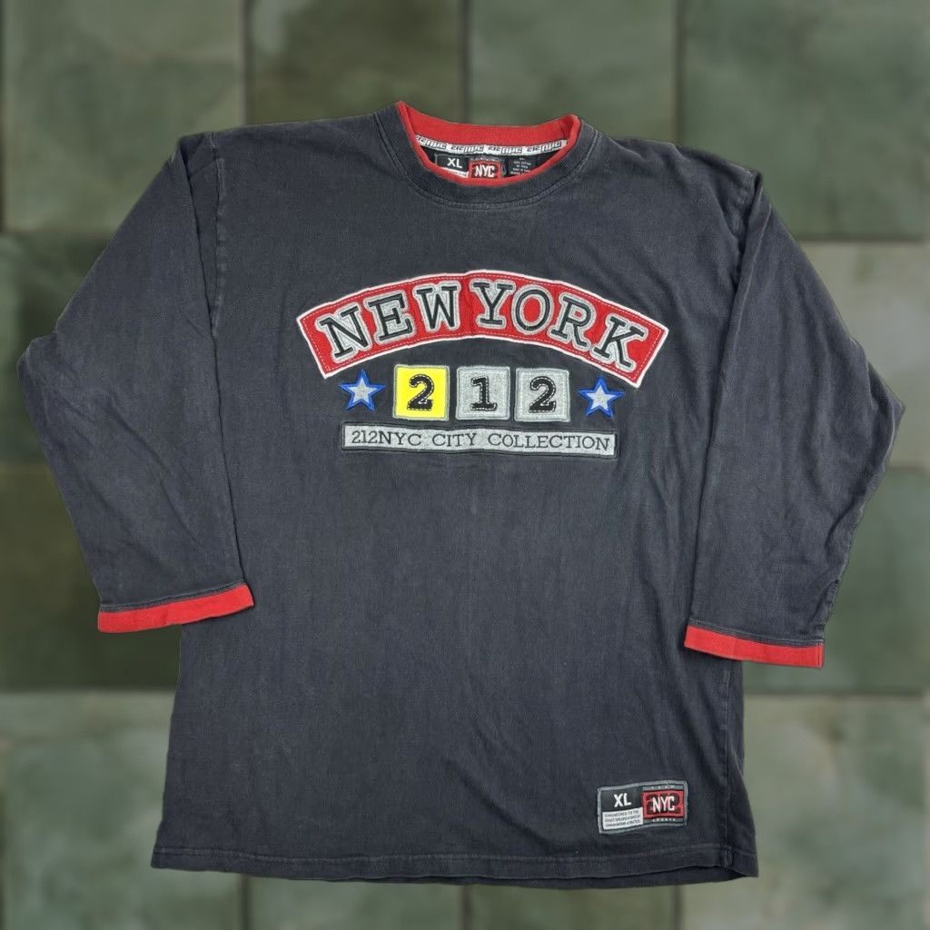Vintage VINTAGE 212 NYC Shirt Adult XL Black Grunge Y2K Long Sleeve Crew Neck Mens Size US XL / EU 56 / 4 - 1 Thumbnail