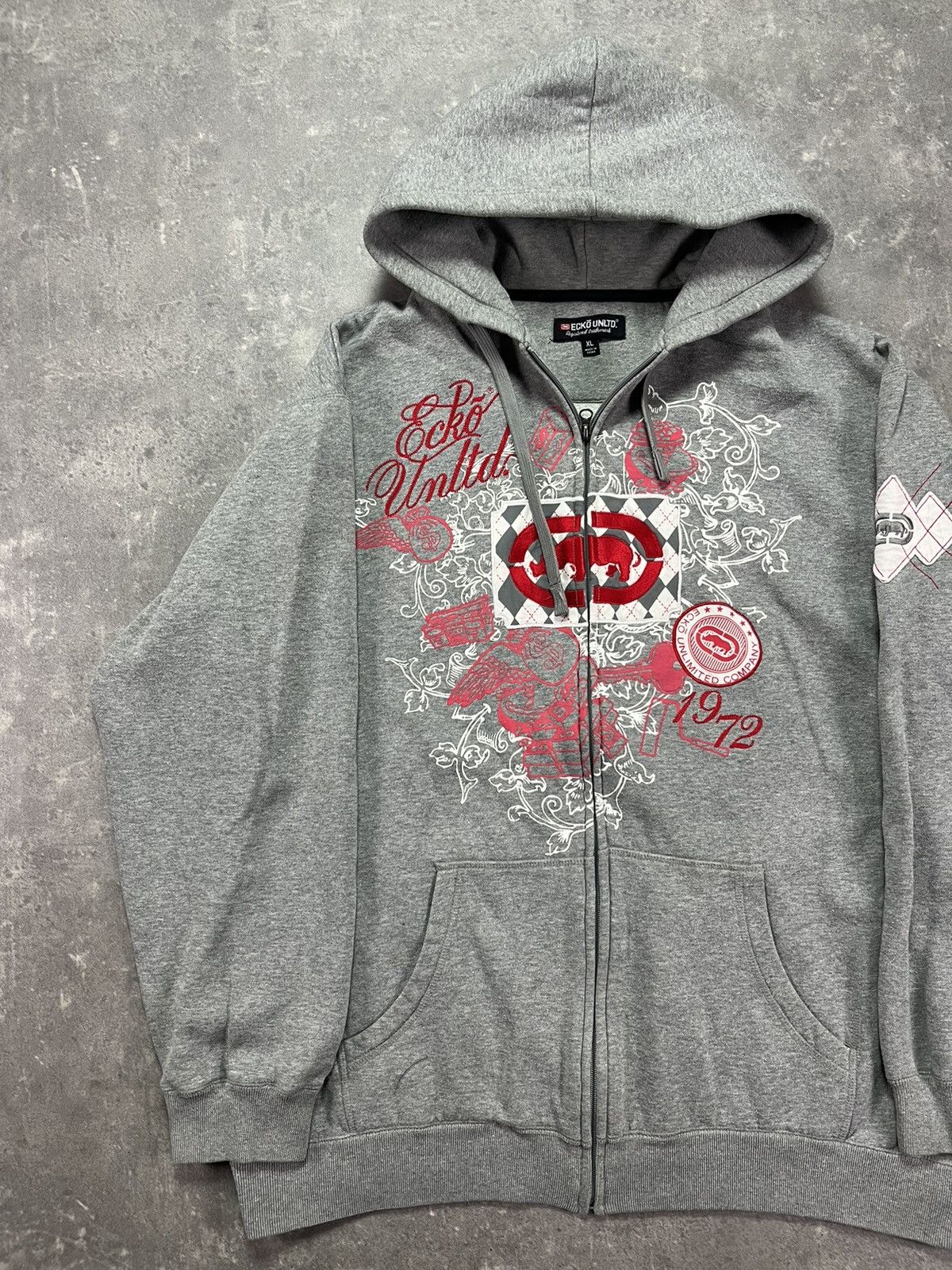 Ecko Unltd. Ecko Unltd Big Tattoo Print Logo Baggy Zip Hoodie XL XXL Size US XL / EU 56 / 4 - 3 Thumbnail