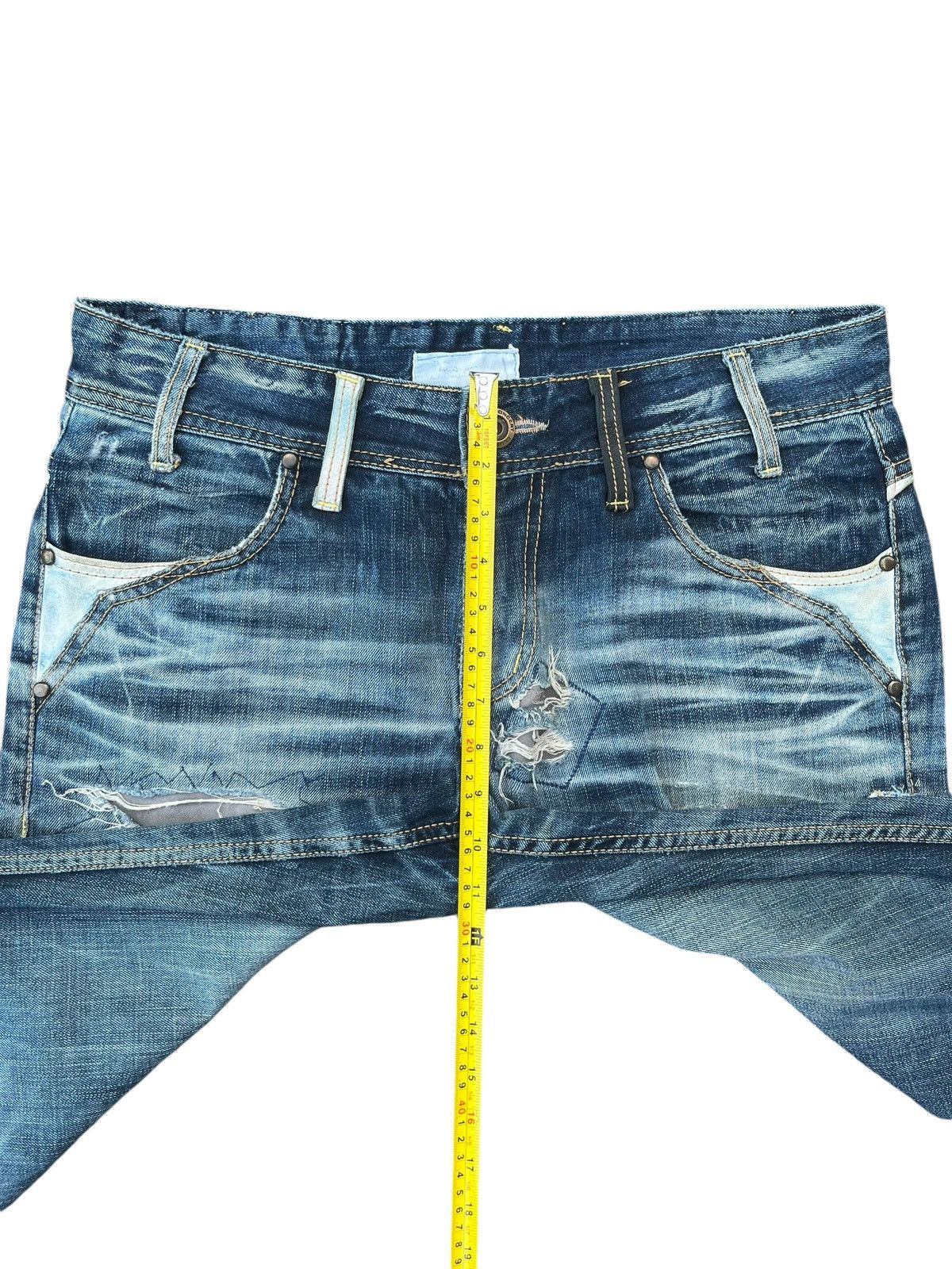 Beauty Beast Vintage Kapital Style Sashiko Boro Trashed Distressed Jeans Size US 34 / EU 50 - 17 Thumbnail
