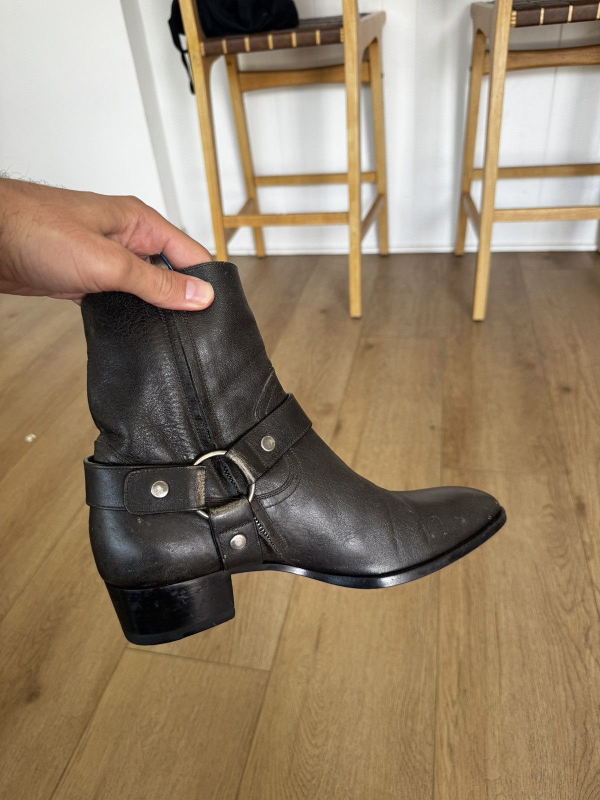Saint Laurent Paris Black Harness Wyatts Size US 12 / EU 45 - 4 Thumbnail