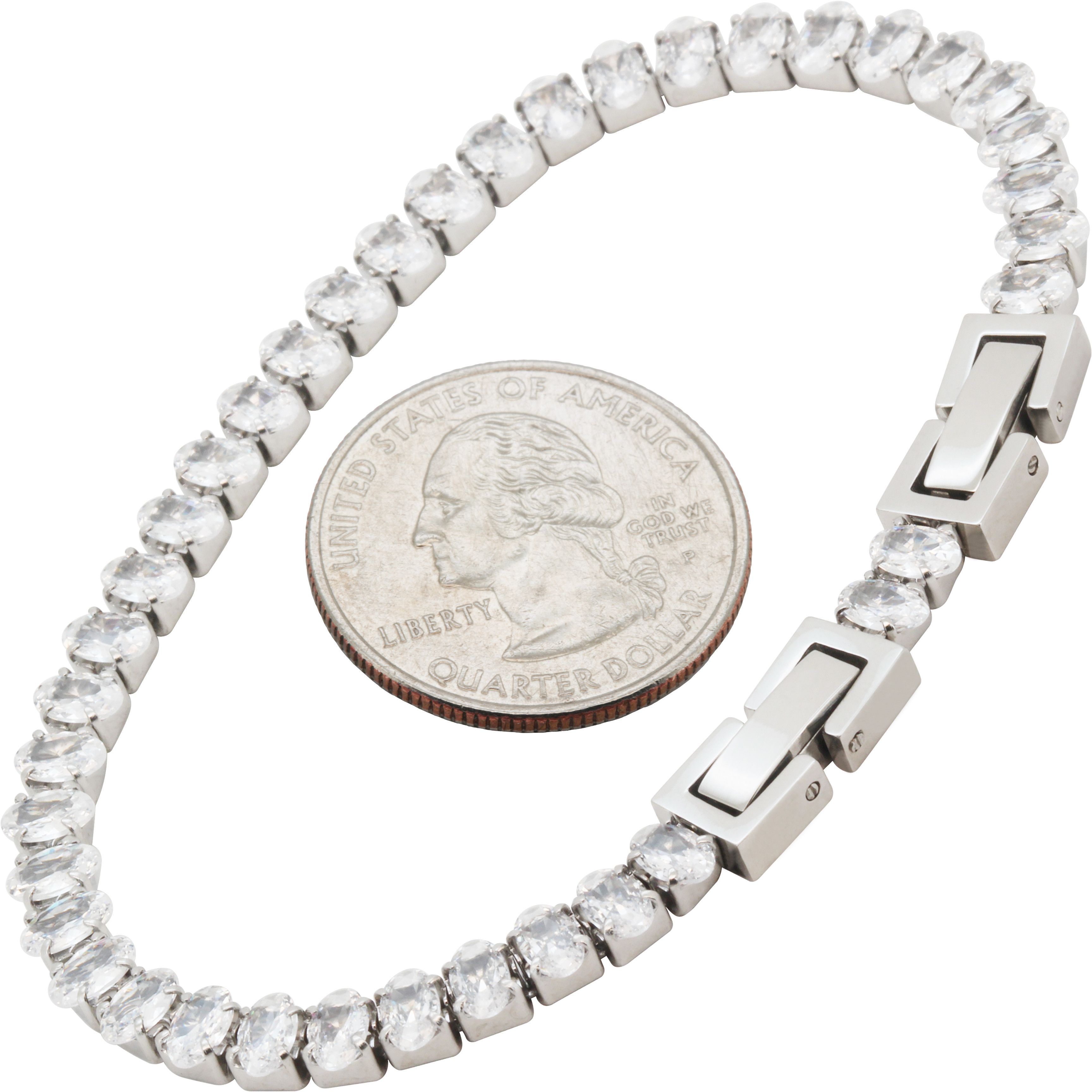 Other 316L SS AAA CZ 5mm Oval Cut Tennis Bracelet 6.5”-7.5” Size ONE SIZE - 1 Preview