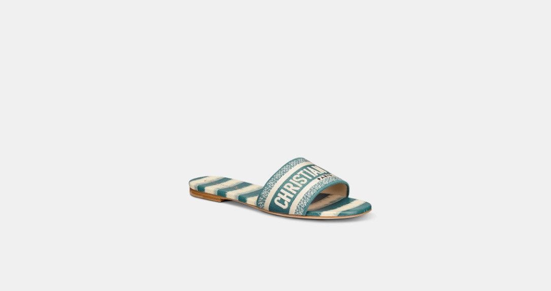 Dior o1w1db10924 D-Stripes Embroidered Cotton Slides Multicolor Size US 7 / IT 37 - 2 Thumbnail