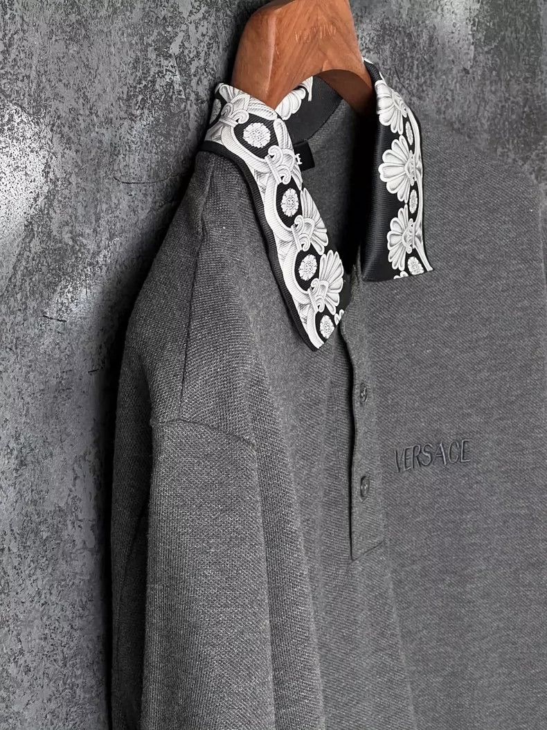 Versace Versace Gray cotton short-sleeved polo shirt Size US XL / EU 56 / 4 - 6 Thumbnail