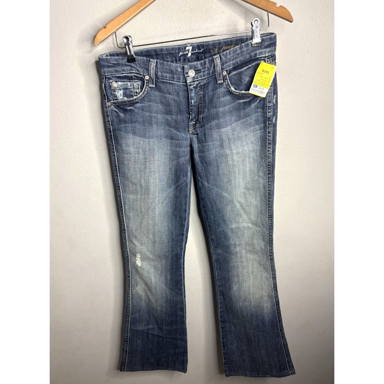 7 For All Mankind 7 For All Mankind Jeans Womens 28 Blue A Pocket Flare Distressed Denim Size 28" / US 6 / IT 42 - 4 Thumbnail