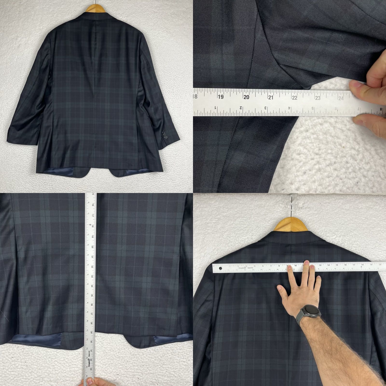 Loro Piana George Bass Jacket Mens 44 Loro Piana Wool Blazer 44R Black Watch Tartan Plaid Green Navy Size 44R - 8 Thumbnail
