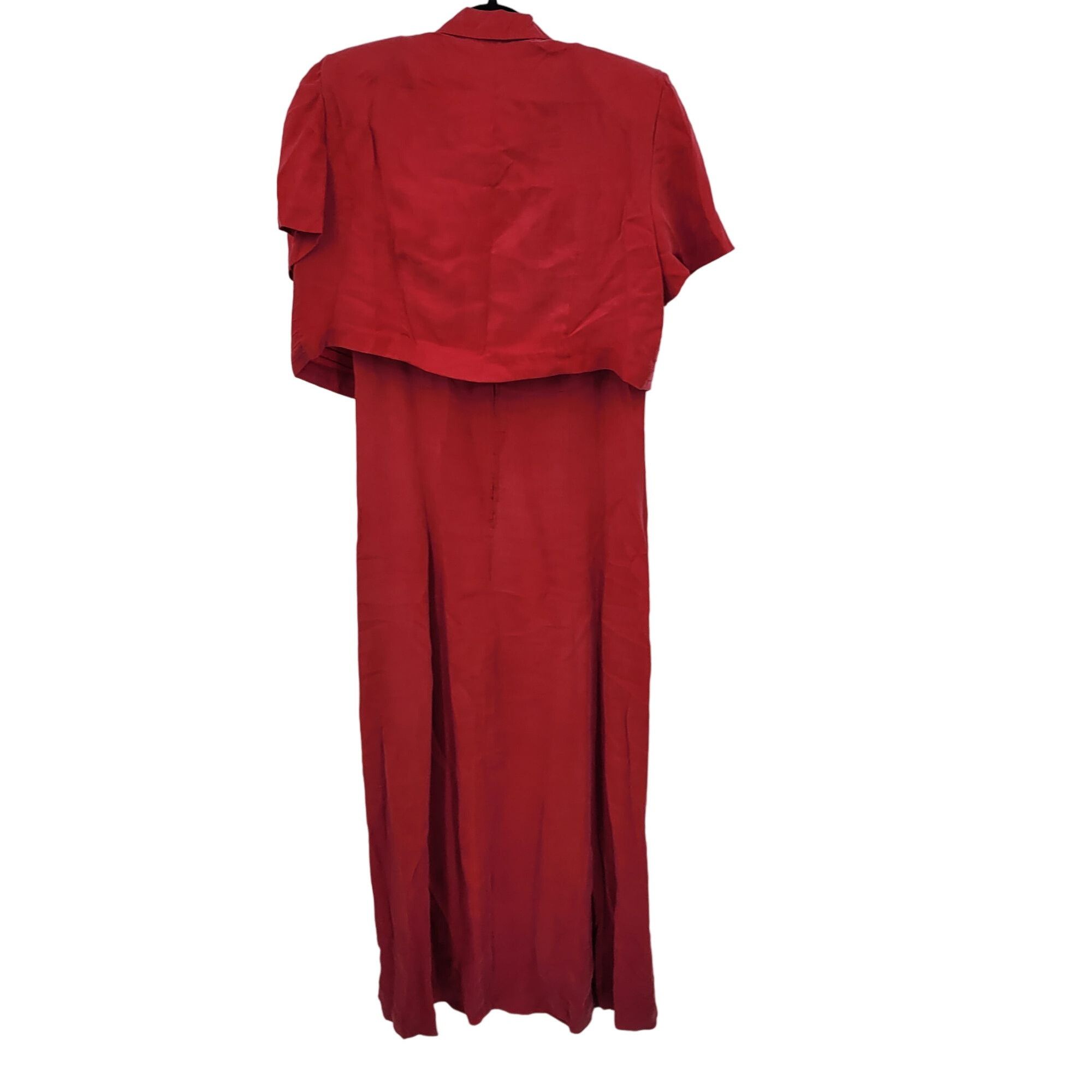 Vintage Karin Stevens Red Sleeveless Modest Maxi Dress 16 2pc Set Pl Size XXL / US 16-18 / IT 52-54 - 8 Thumbnail