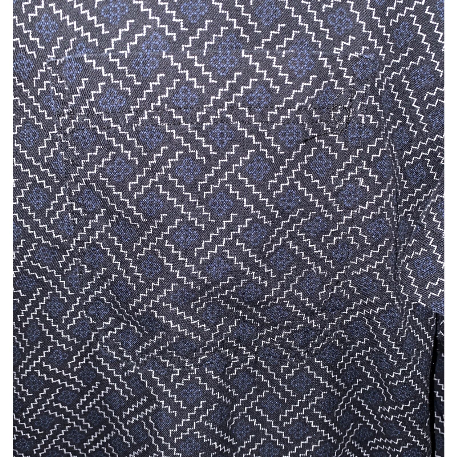 Nat Nast Nat Nast Mens Polo Shirt Silk/Cotton Navy Blue Golf Shirt 2XL Short Sleeve Button Neck Casual Geometric Arare? Size US XXL / EU 58 / 5 - 4 Thumbnail