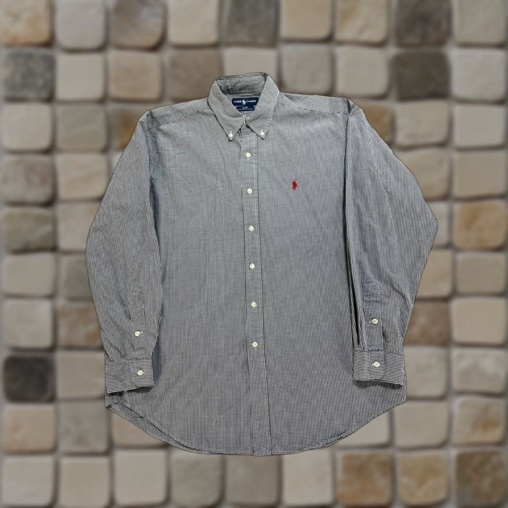 Ralph Lauren VINTAGE Ralph Lauren Blake Shirt Mens Large White Check Cotton Button-Down Polo Logo Classic 90s Mens Size US L / EU 52-54 / 3 - 1 Thumbnail