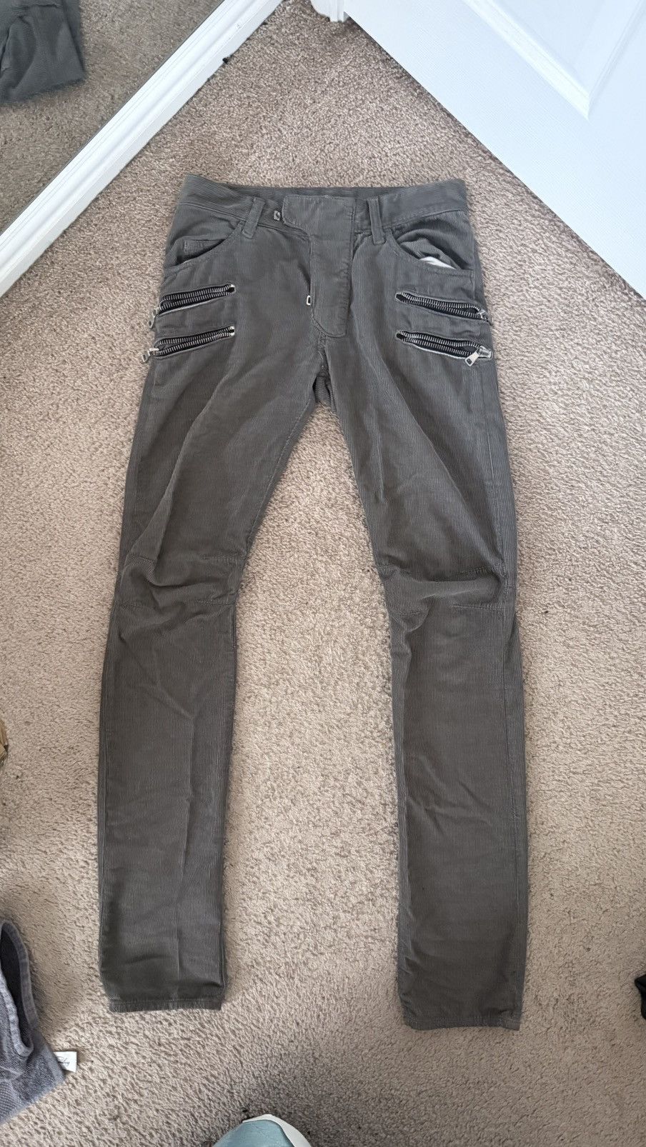 Double-Zip Corduroy Bikers