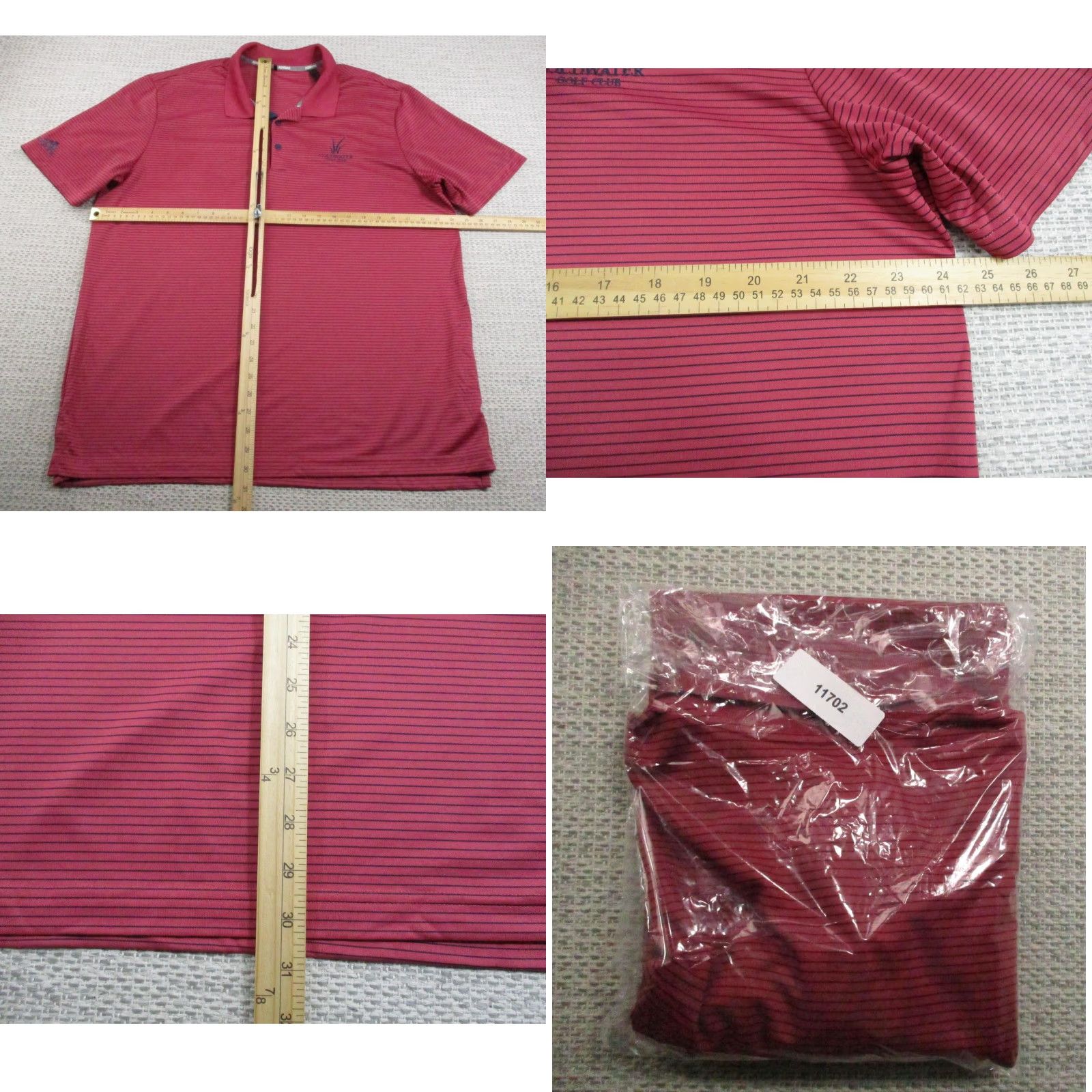 Adidas Adidas Polo Shirt Mens XL Red Striped Coldwater Golf Club Golf Performance Polo Shirt Size US XL / EU 56 / 4 - 8 Thumbnail