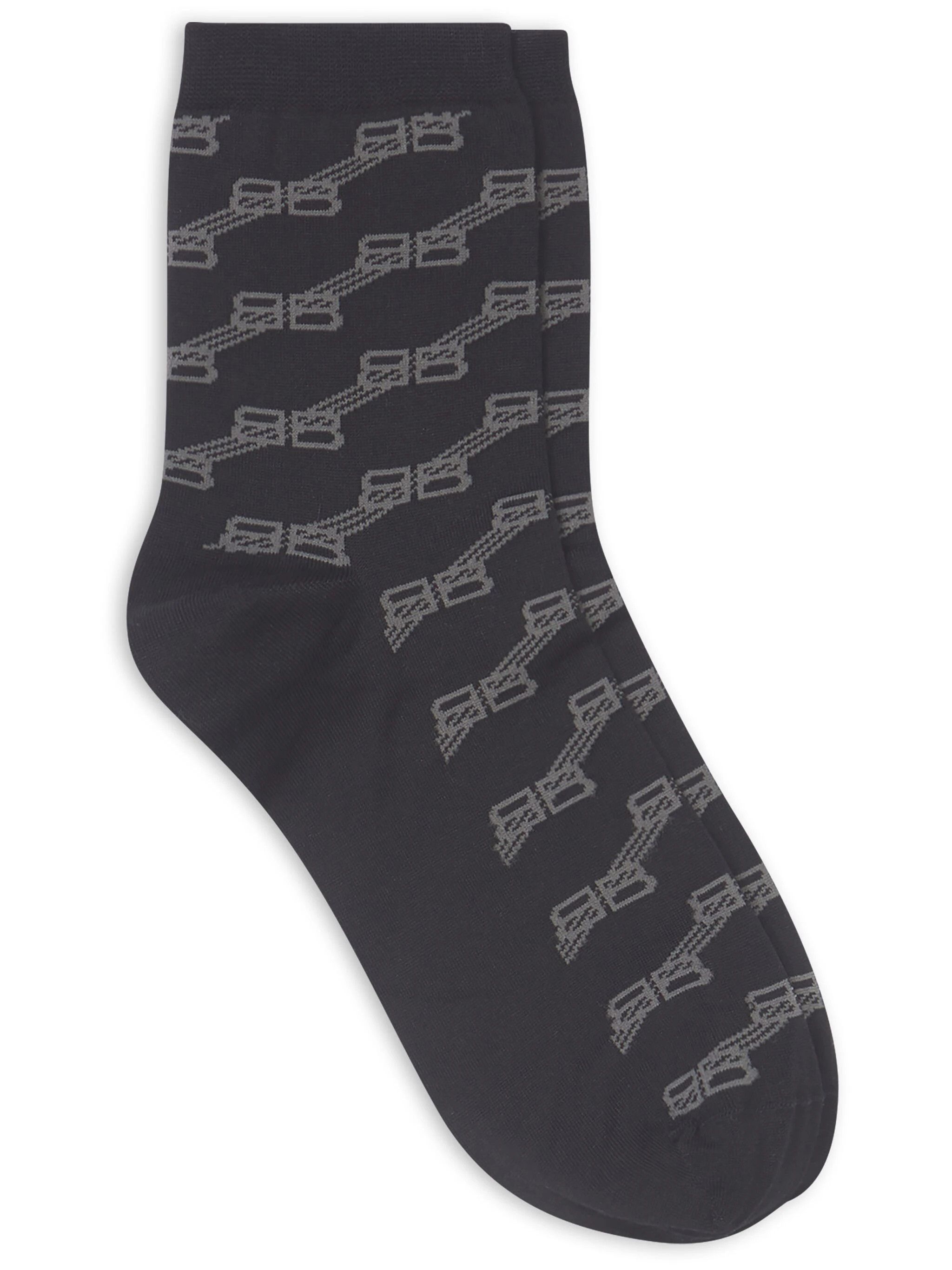 Balenciaga o1mt1gz0724 Size: OS / Monogram Cotton-Blend Socks in Black Size ONE SIZE - 1 Thumbnail