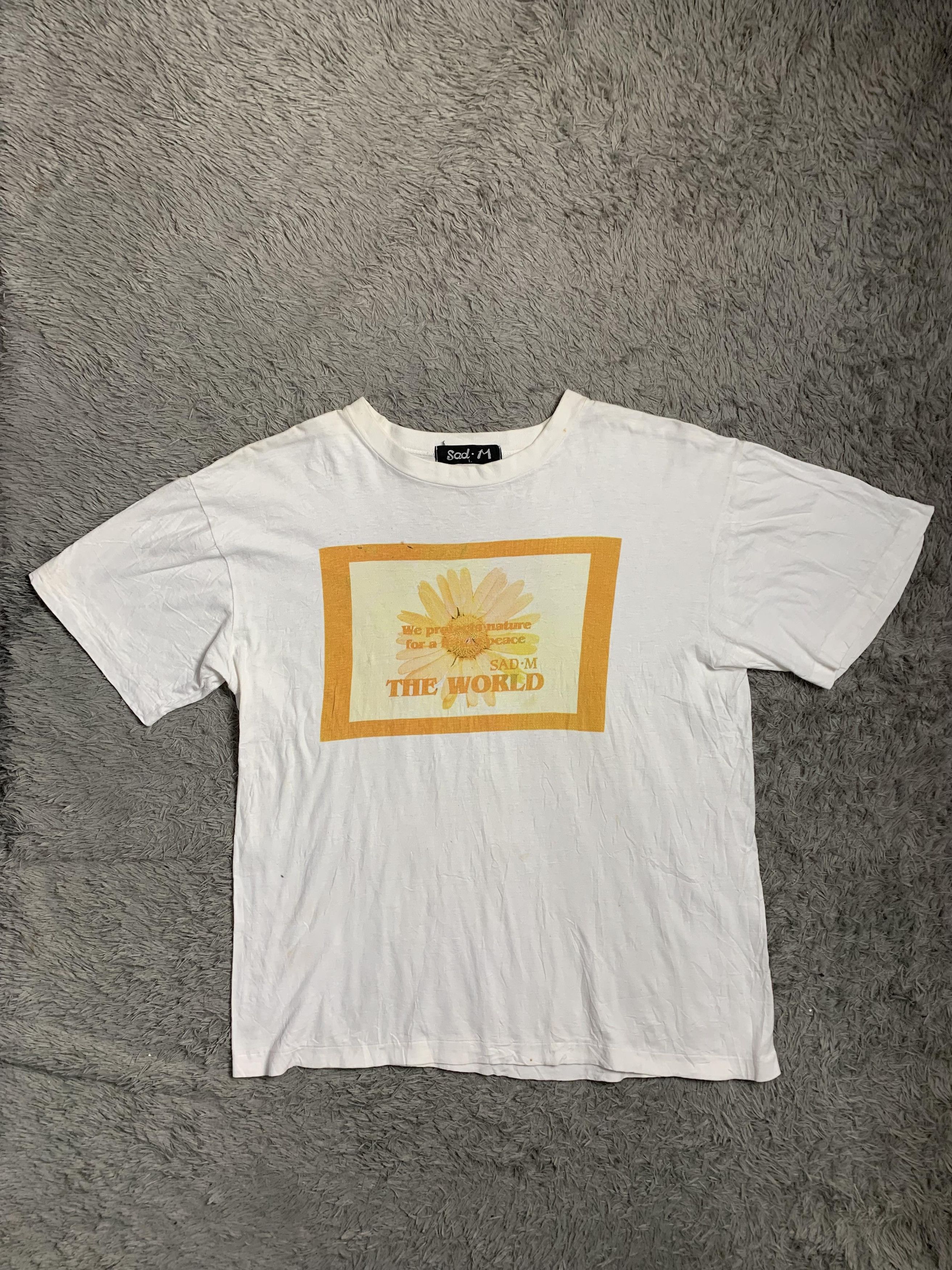 Vintage 80s SAD.M Sun Flowers Tshirt Single Stitch Vintage Size US L / EU 52-54 / 3 - 2 Thumbnail