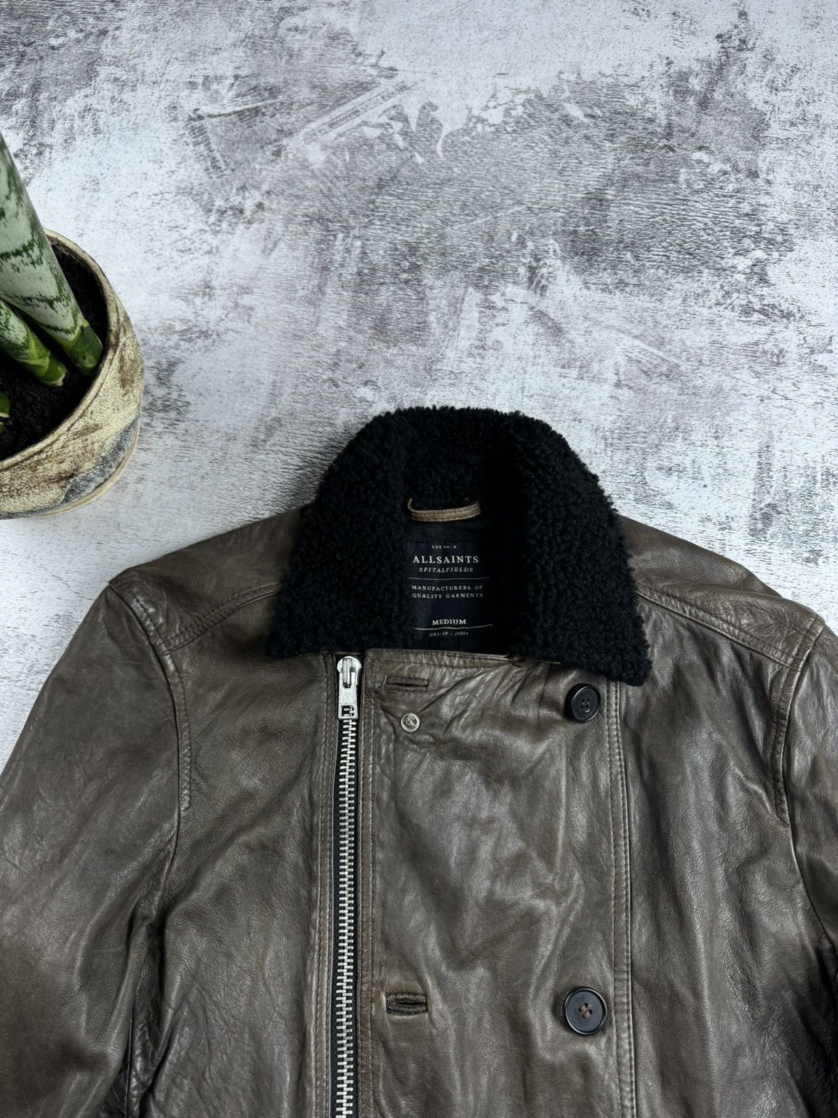 Allsaints AllSaints SpitalFields Biker Brown Men’s M Size Zip Leather Bomber Jacket Coat Size US M / EU 48-50 / 2 - 9 Thumbnail