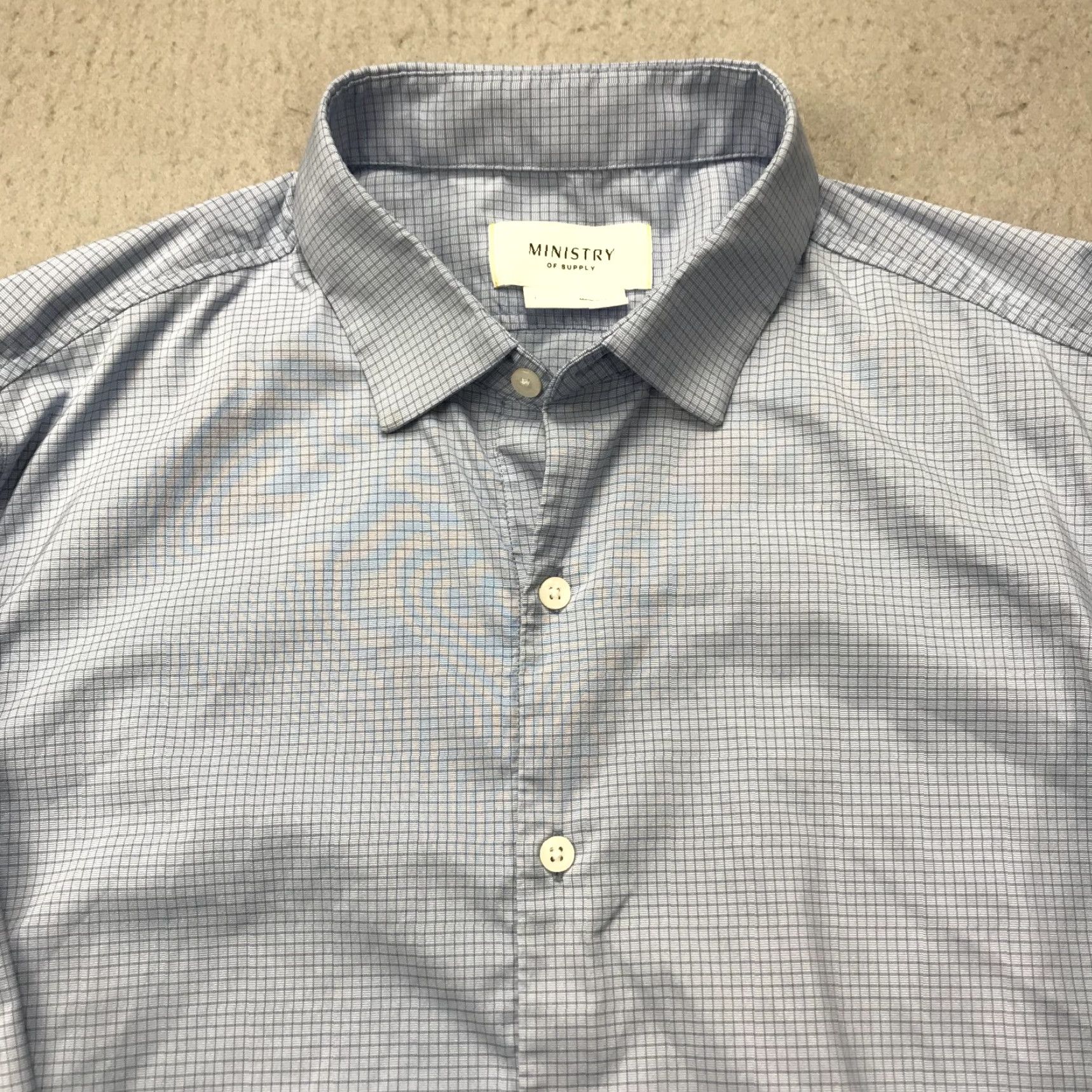 Vintage MINISTRY OF SUPPLY Shirt Mens Large Blue Check Preppy Work Casual Button Collar Size US L / EU 52-54 / 3 - 2 Thumbnail