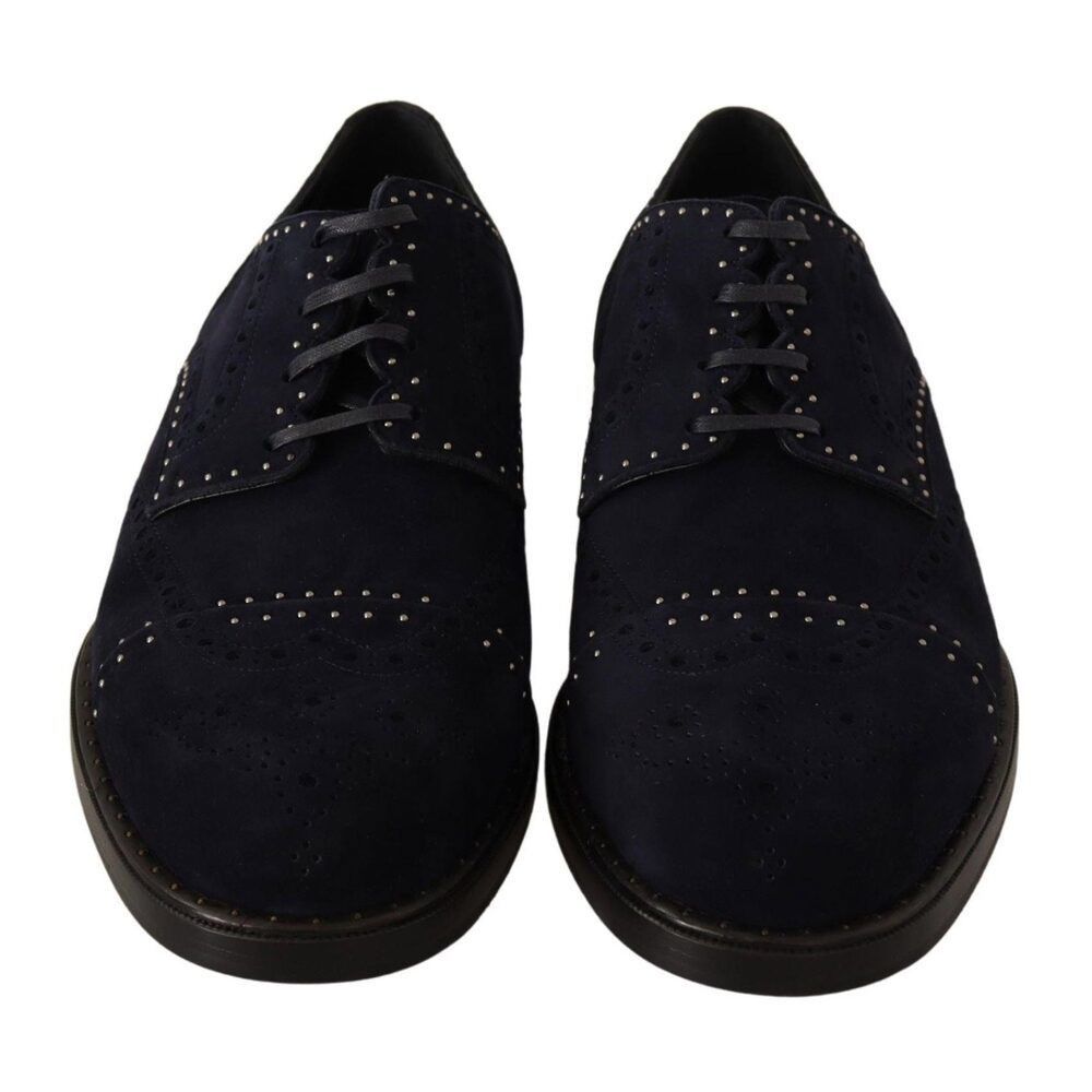 Dolce & Gabbana Dolce & Gabbana Elegant Suede Derby Shoes with Silver Studs Size US 11 / EU 44 - 5 Thumbnail