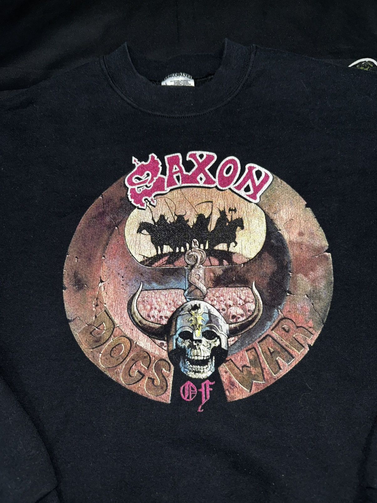 Saxony × Vintage Vintage *RARE* 90’s Screen Stars Saxon Rock Band Sweater Size US M / EU 48-50 / 2 - 2 Thumbnail