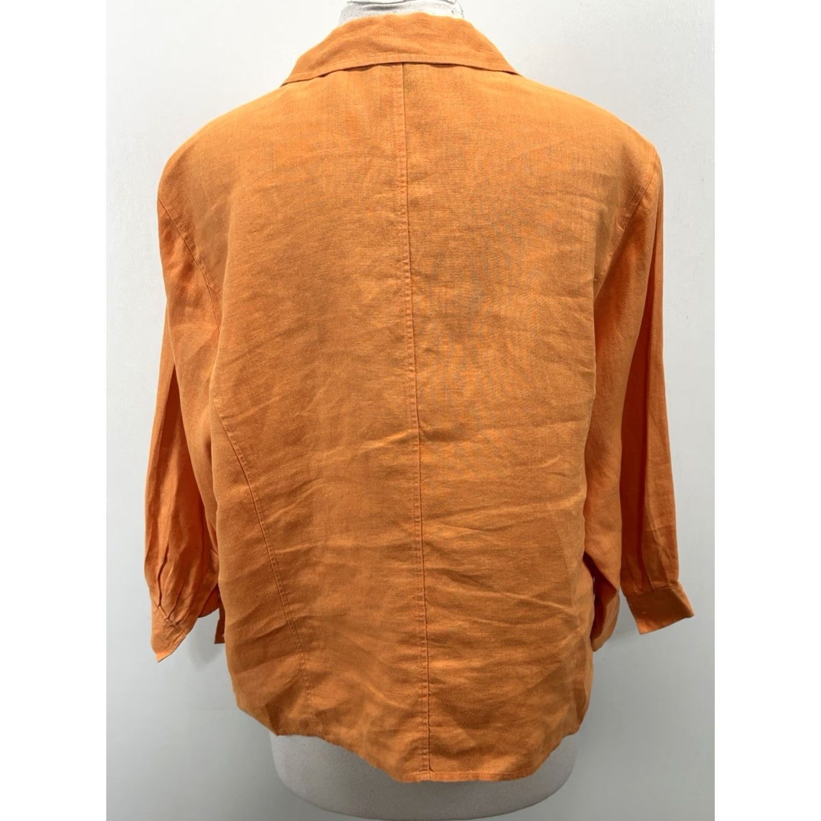 Talbots Talbots 100% Irish Linen Button Up Shirt Womens 22W Plus Melon Orange 3/4 Sleeve Size 3XL / US 20-22 - 3 Thumbnail