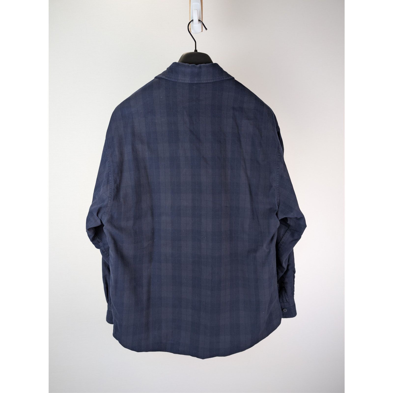 Balenciaga o1rshd1 Overdye Cotton Check Lined Shirt in Navy / Dark Navy Size US S / EU 44-46 / 1 - 13 Thumbnail