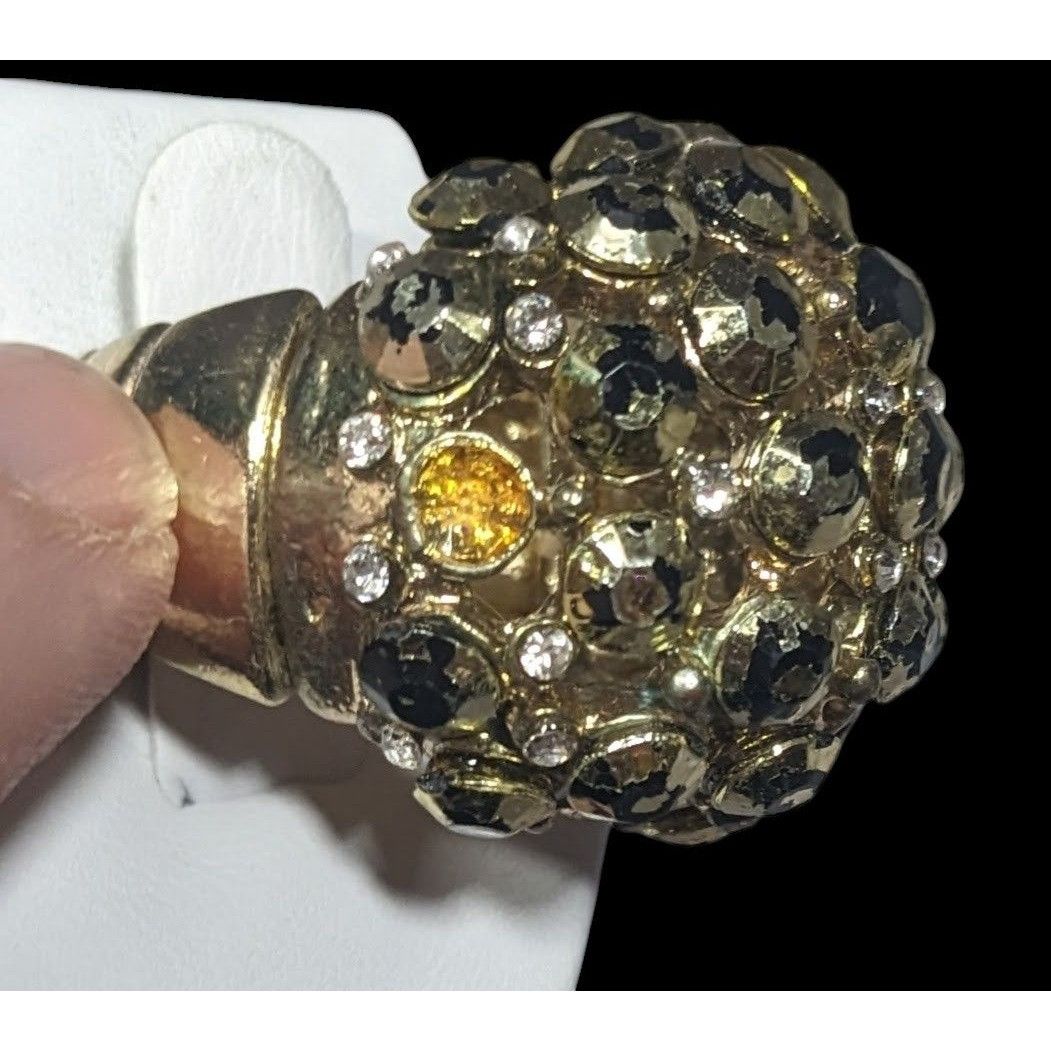 Other Chunky Rhinestone Gold Tone Dome Stretch Size 6 1/2 Size ONE SIZE - 4 Thumbnail