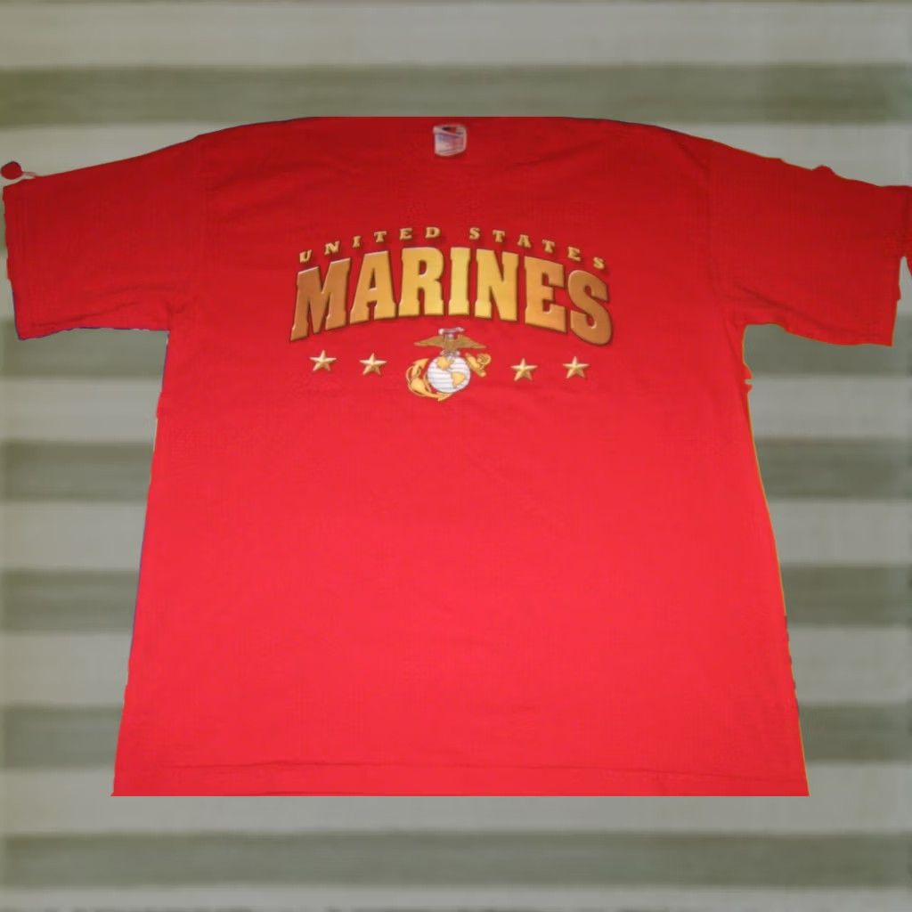 Vintage VINTAGE Bayside Shirt Mens L Red UNITED STATES MARINES Men Semper 90s USA USMC Size US L / EU 52-54 / 3 - 1 Thumbnail
