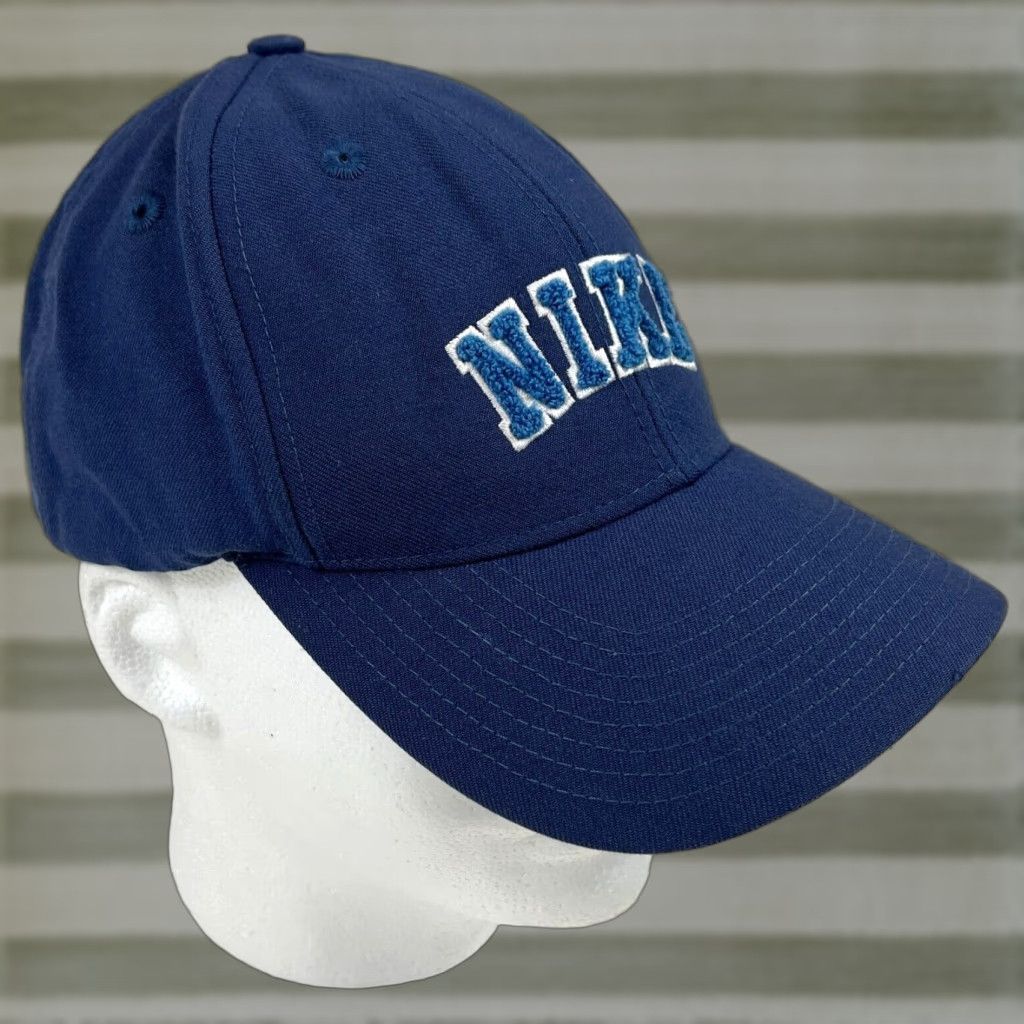 Nike Nike Vintage Strapback Hat Cap Wool Blend Embroidered Spellout Navy One Size Unisex Adults Adjustable Baseball Cap Men Women 2008 Sports Classic Size ONE SIZE - 1 Thumbnail