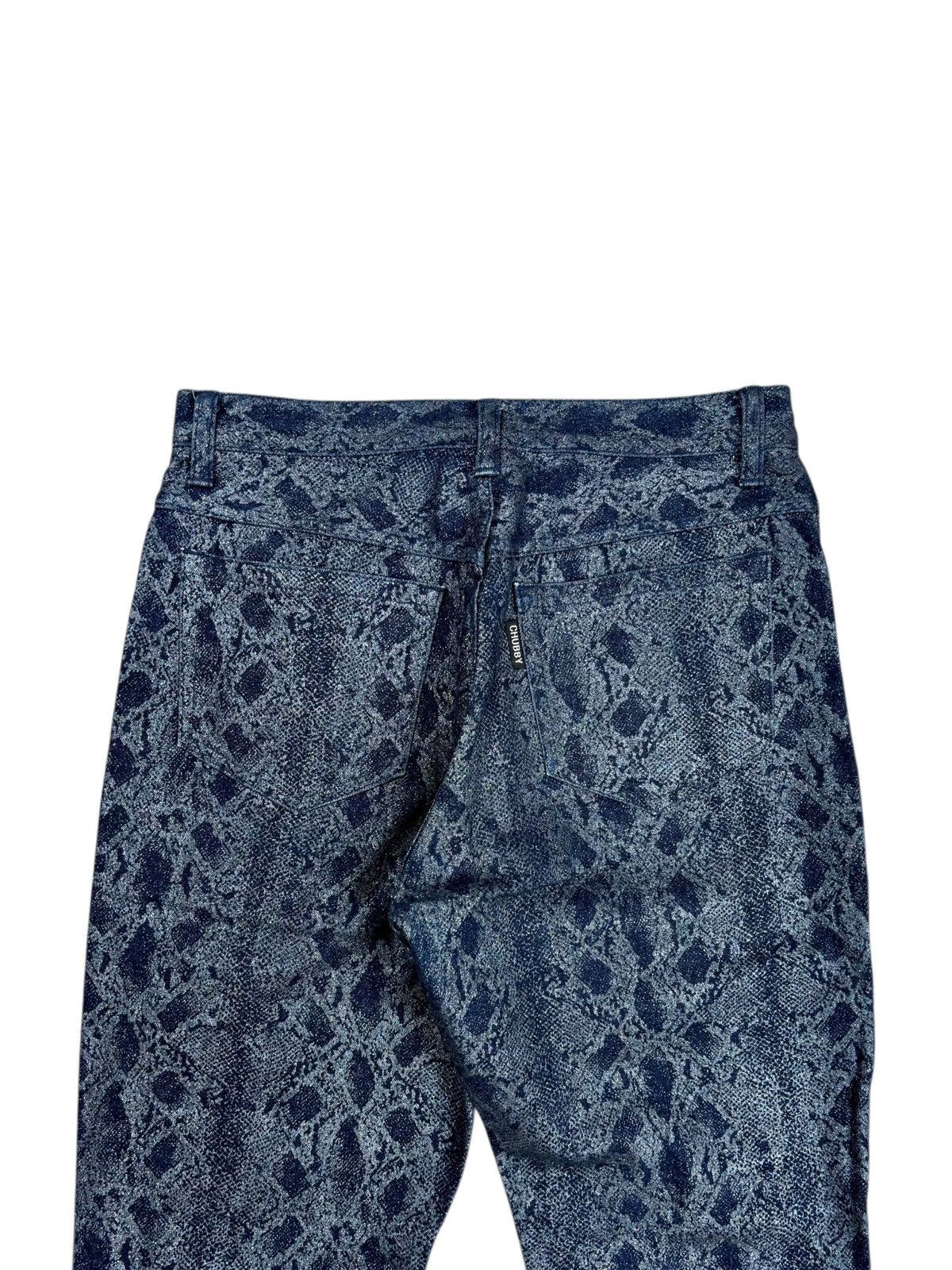Yasuyuki Ishii 2000s Chubby Gang - Glittered Snake Skin Denim Flared Pants Size US 29 - 3 Thumbnail