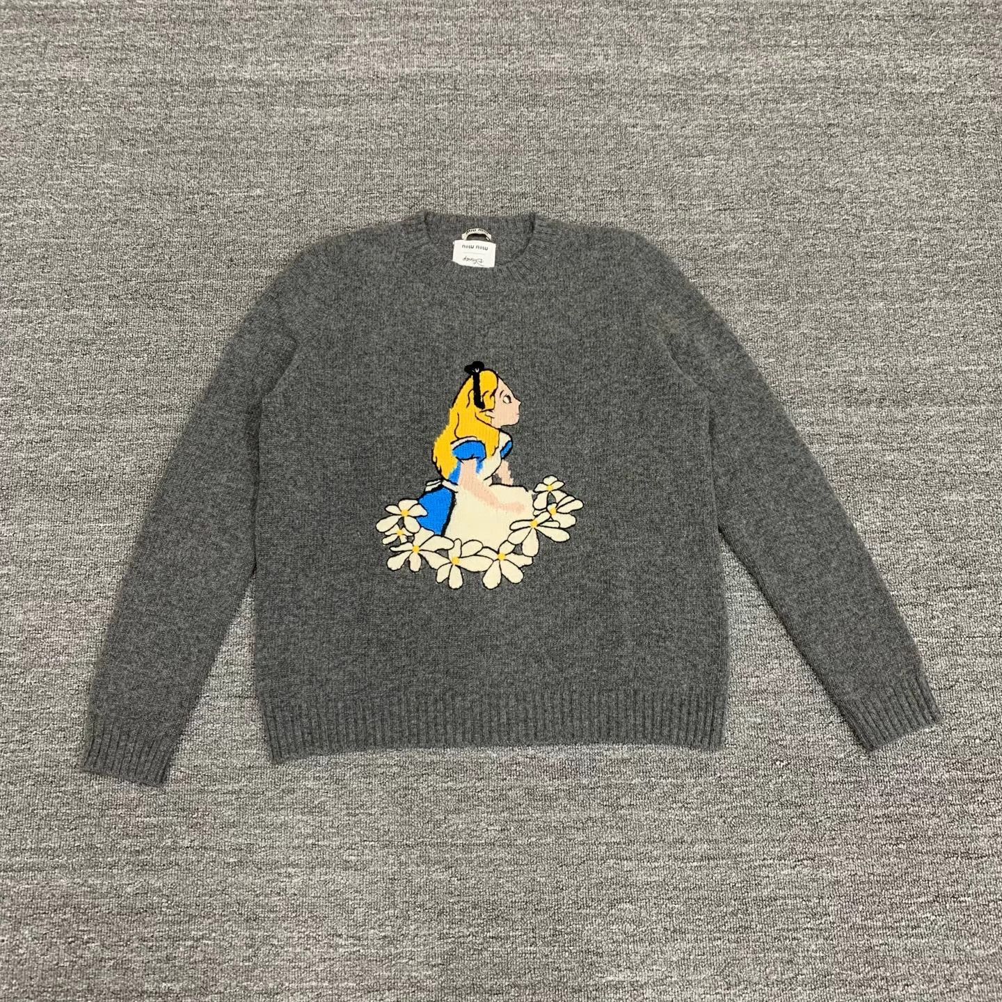Miu Miu MIU MIU x Disney Alice Gray Knit Sweater FR42 95New Size M / US 6-8 / IT 42-44 - 1 Thumbnail