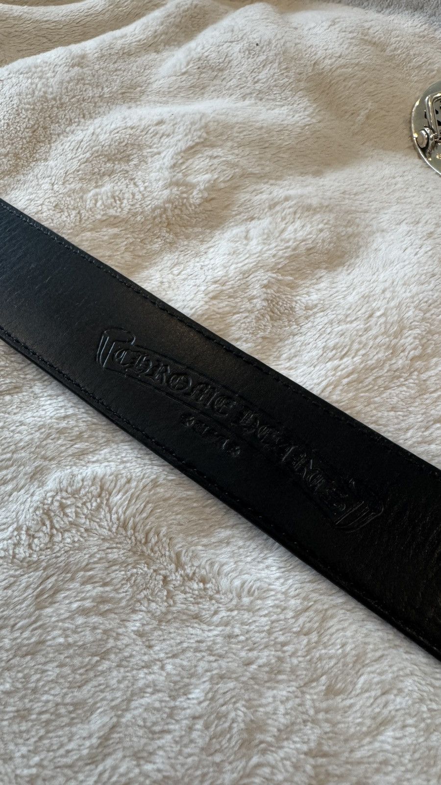 Chrome Hearts Chrome Hearts Silver Oval Keeper Buckle + Leather Belt Size 32 - 6 Thumbnail