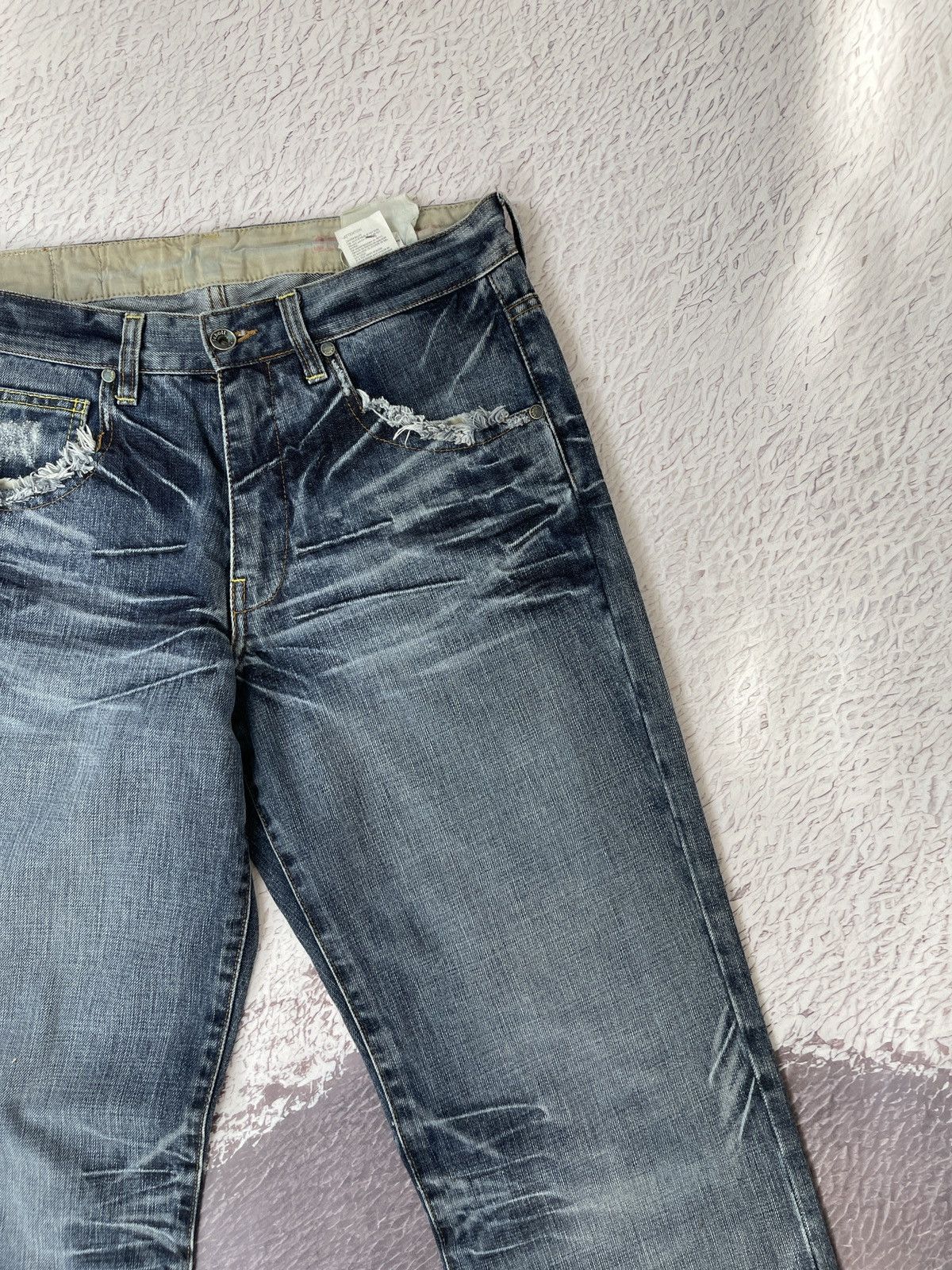 Schott Schott NYC vintage buckle back faded distressed denim jeans Size US 30 / EU 46 - 7 Thumbnail