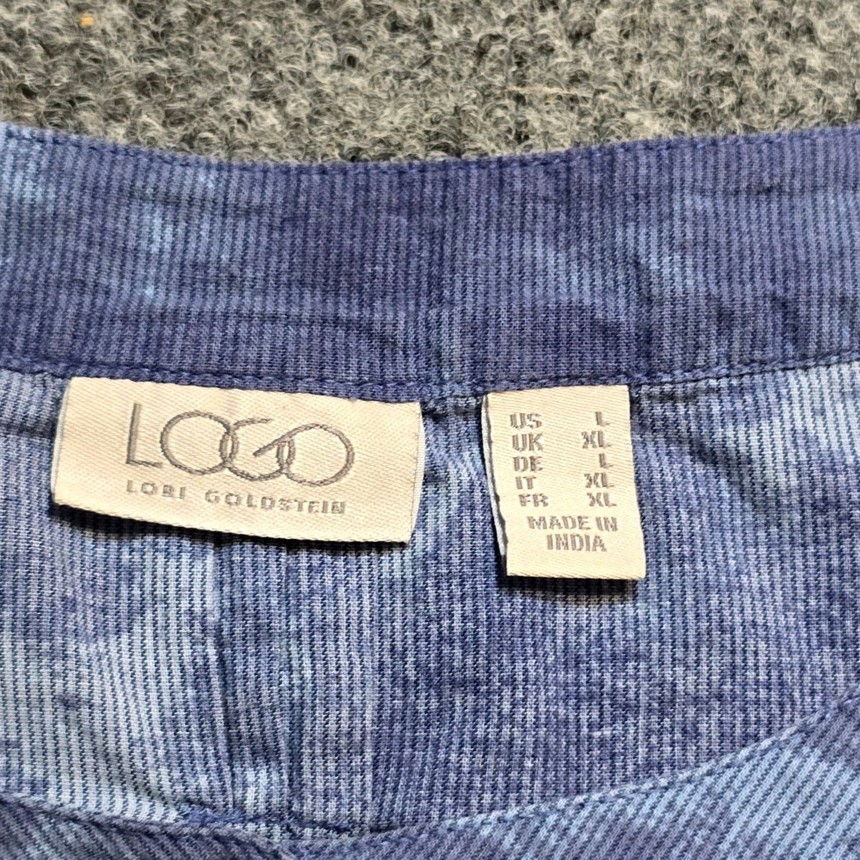 Vintage LOGO Lori Goldstein Top Shirt Womens Large Blue 3/4 Sleeve Button Casual Boho Size L / US 10 / IT 46 - 3 Thumbnail