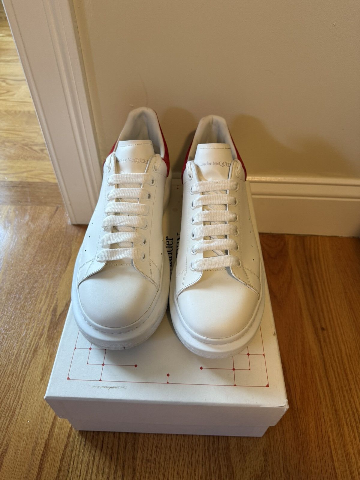 Alexander McQueen white / lust red oversized sneakers size 45 us 12 Size 40 D Ladies 9 Alexander McQueen Lace-Up White Red Lust  main image 3