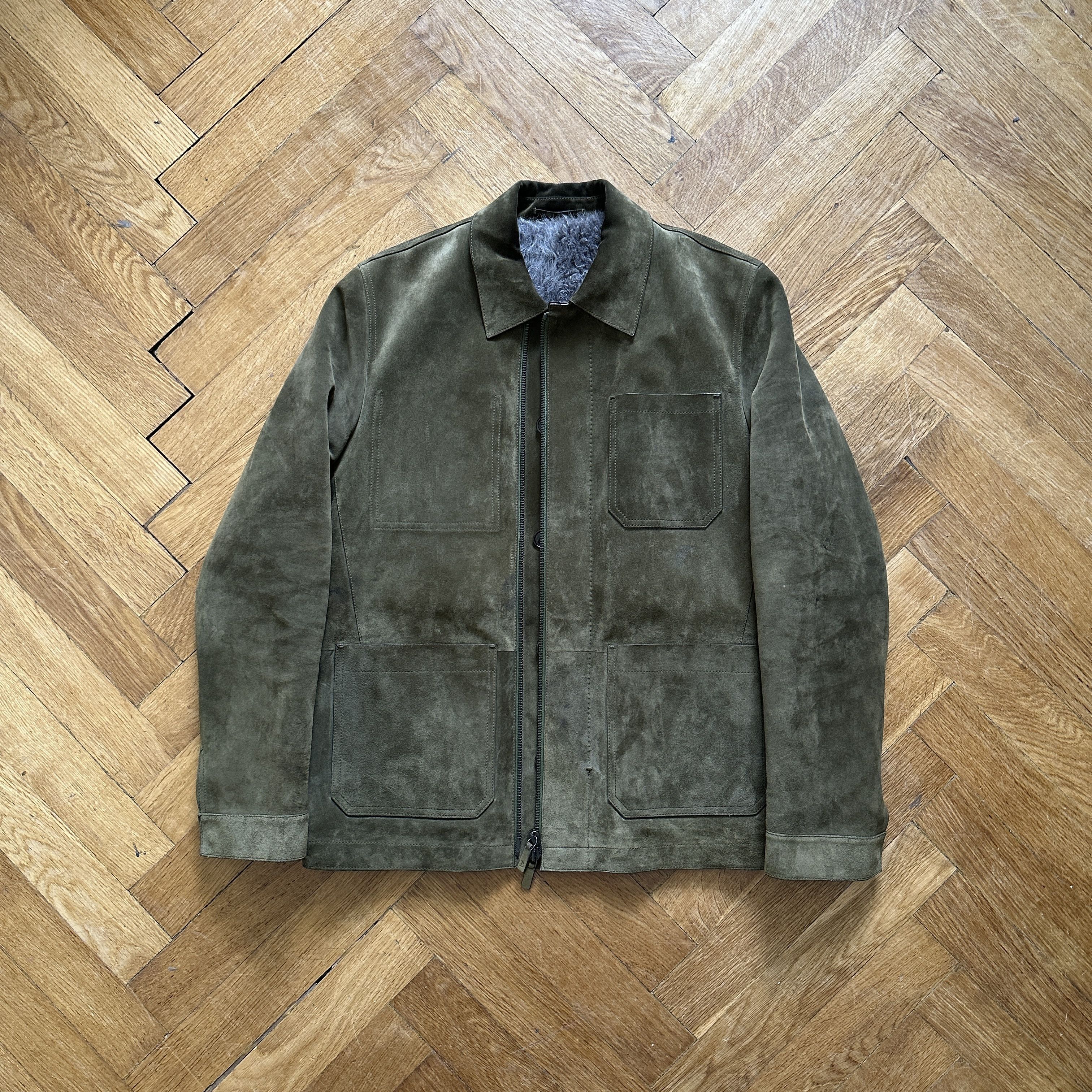 Berluti FW18 Khaki Suede Jacket with Removable Fur Vest Size US S / EU 44-46 / 1 - 1 Thumbnail