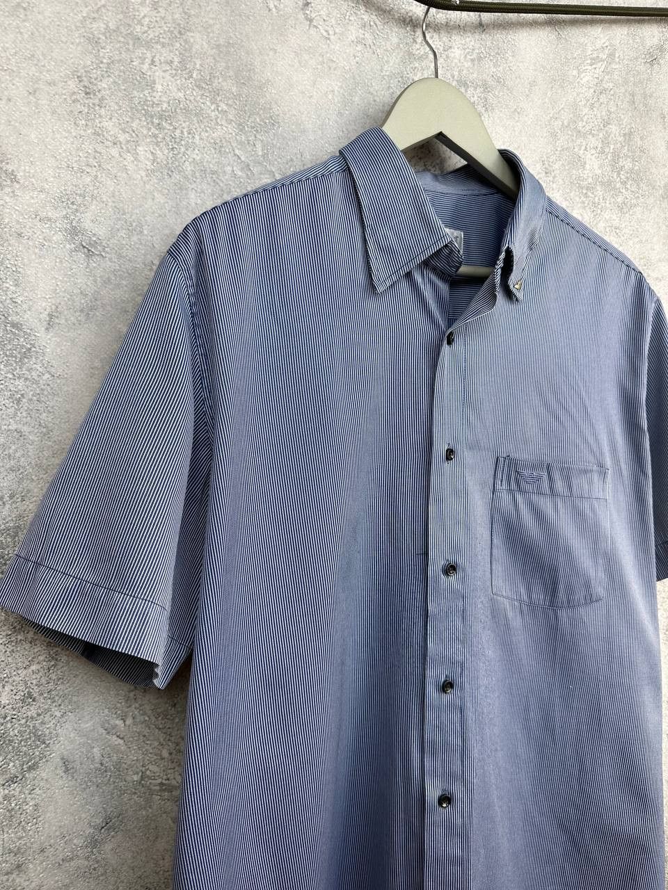 Armani Collezioni Armani Collezioni Striped Button-Up Shirt Short Sleeve Blue Size US L / EU 52-54 / 3 - 3 Thumbnail