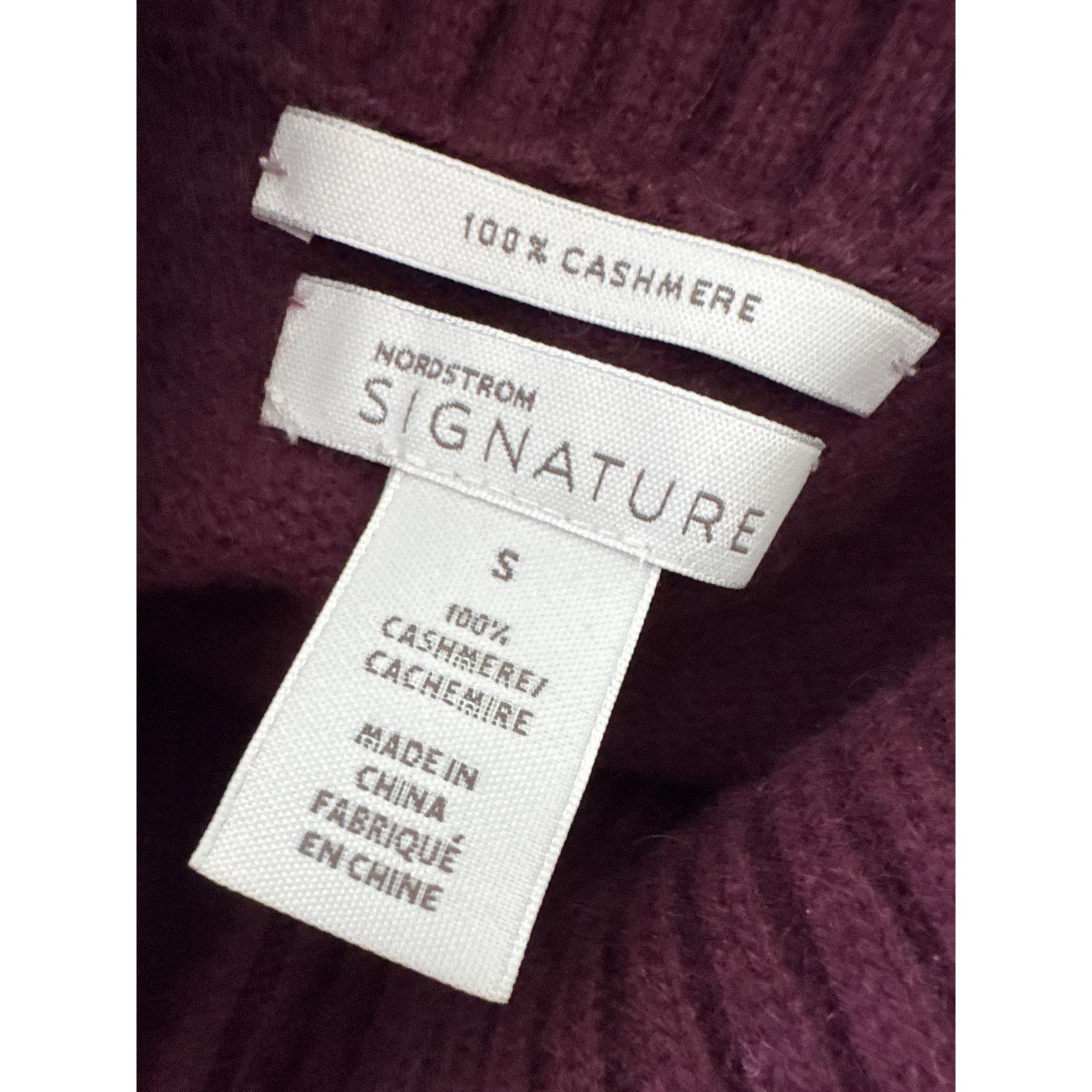 Nordstrom NORDSTROM Cashmere Split Neck Turtleneck Sweater Burgundy Size S / US 4 / IT 40 - 5 Thumbnail
