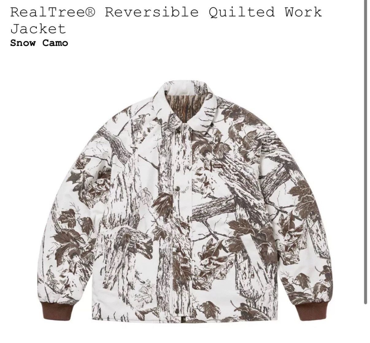 Realtree × Supreme Supreme RealTree Reversible Quilted Work Jacket Size US L / EU 52-54 / 3 - 7 Thumbnail