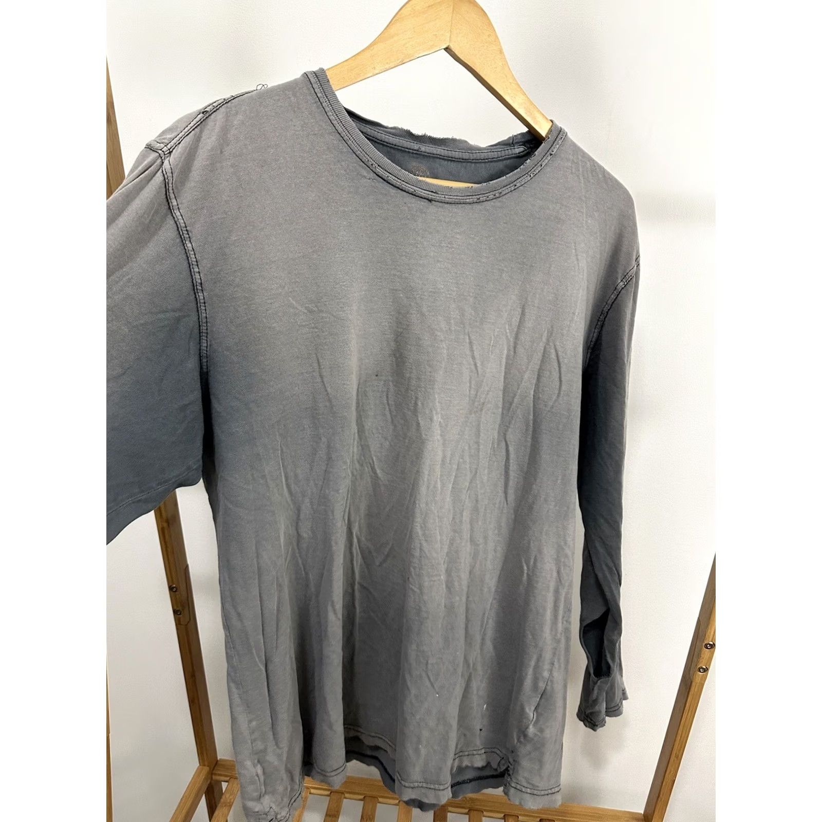 Weatherproof VTG Weatherproof T-Shirt Mens L Gray/Navy Distressed Grunge WIP Workwear Thrashed Cotton Shirt Size US L / EU 52-54 / 3 - 3 Thumbnail