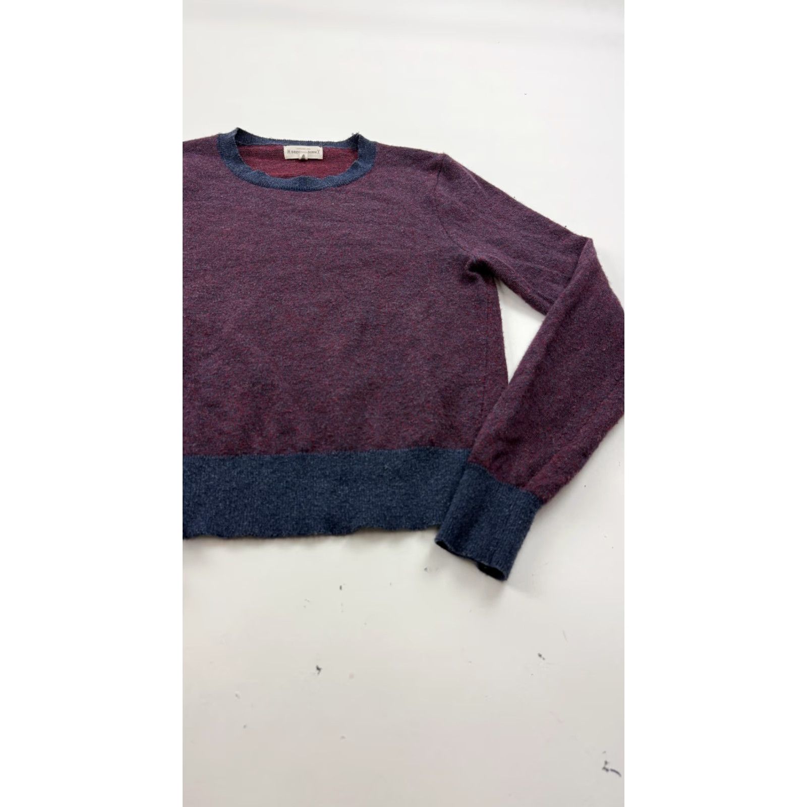 Vintage Bridge & Burn Sweater Women Small Heathered Purple Navy Crew Neck Knit Pullover Womens Size S / US 4 / IT 40 - 2 Thumbnail