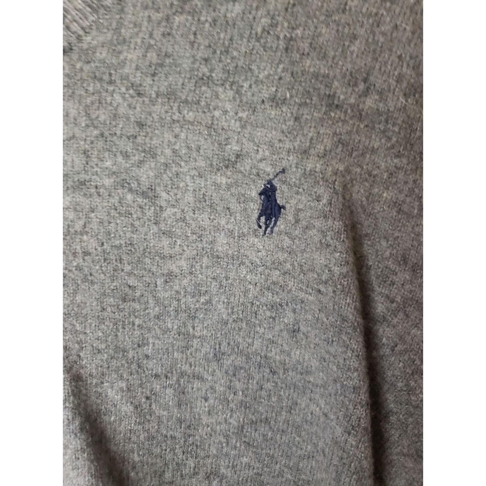 Polo Ralph Lauren Polo Ralph Lauren Sweater Mens XL Gray Wool V Neck Pullover Sweatshirt Size US XL / EU 56 / 4 - 4 Thumbnail
