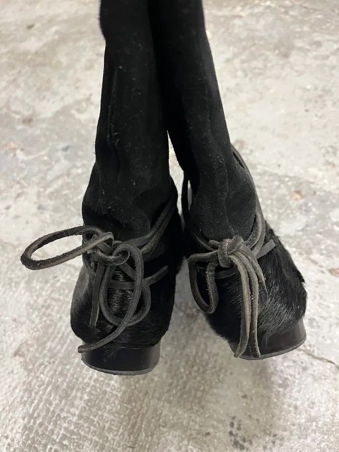 Marithe + Francois Girbaud Marithé + François Girbaud Black Ankle Suede Leather Pony Hair Boots Size US 6.5 / IT 36.5 - 6 Thumbnail