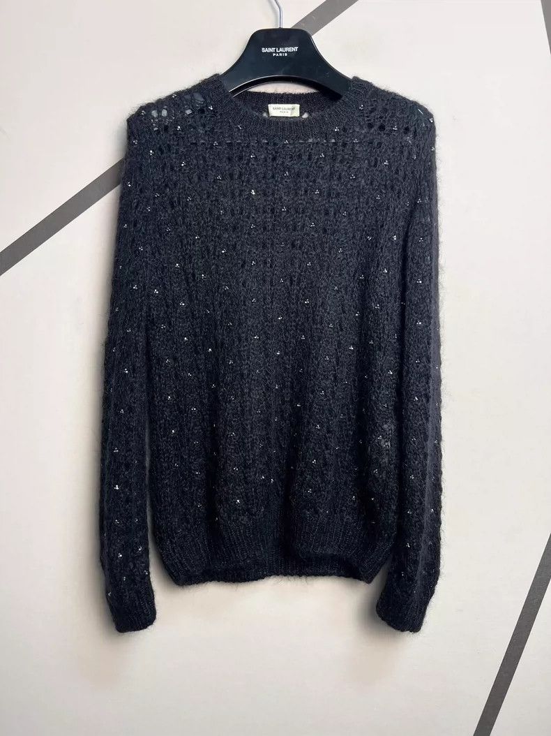 Saint Laurent Paris Saint Laurent Black Studded Knit Sweater Size S- DMC Size US S / EU 44-46 / 1 - 1 Thumbnail