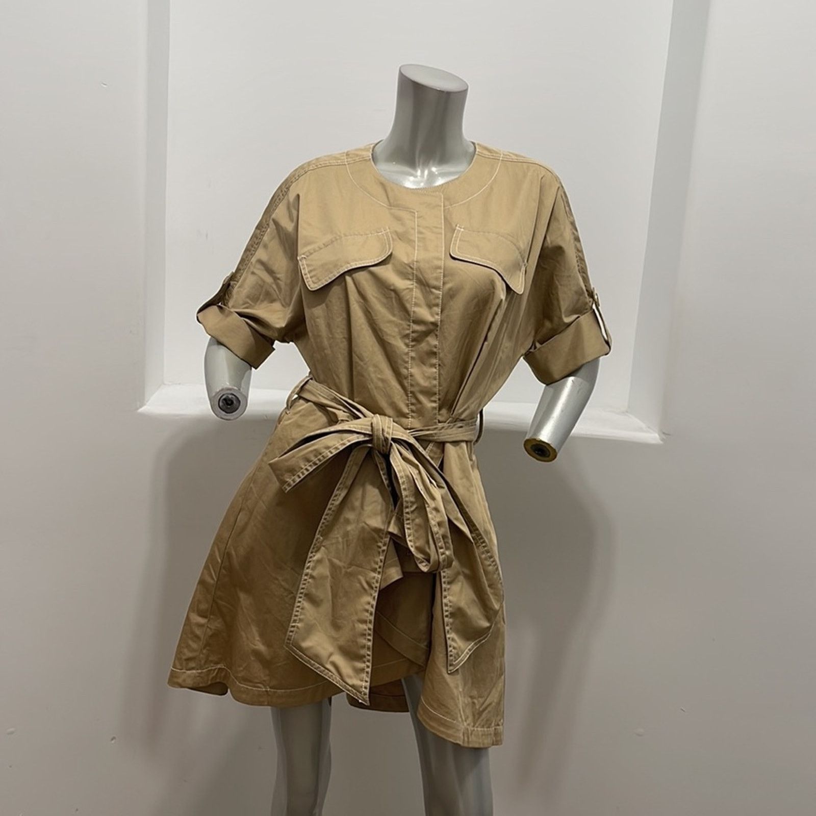 Badgley Mischka Badgley Mischka Belted Khaki Jacket Dress 3/4 Sleeve Size 6 Size M / US 6-8 / IT 42-44 - 15 Thumbnail