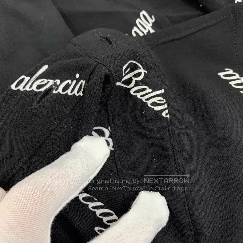 Balenciaga Balenciaga Black Logo Letter All-Over Printed Short Sleeve Size XXS / US 00 / IT 34 - 8 Thumbnail