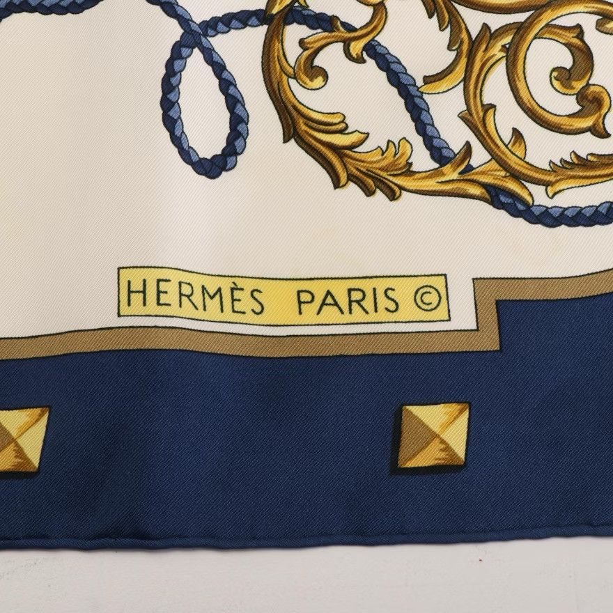 Hermes × Vintage Hermès Early Issue "Les Cles" Silk Twill Scarf 90 with Box Size ONE SIZE - 5 Thumbnail