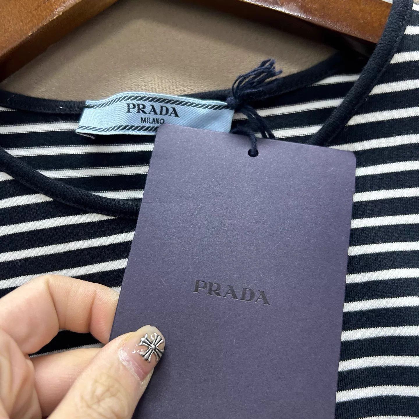 Prada Prada New B&W stripe crewneck short tee 38 Size XS / US 0-2 / IT 36-38 - 3 Thumbnail