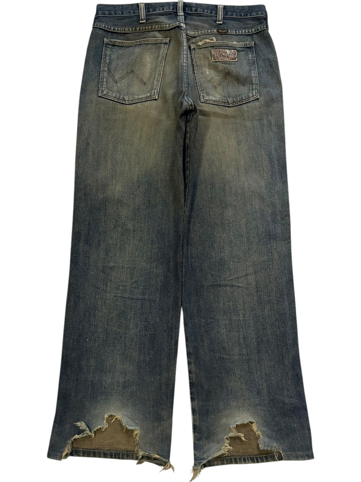 Wrangler Vintage Japanese Wrangler Mud Wash Distressed Baggy Jeans Size US 33 - 2 Thumbnail