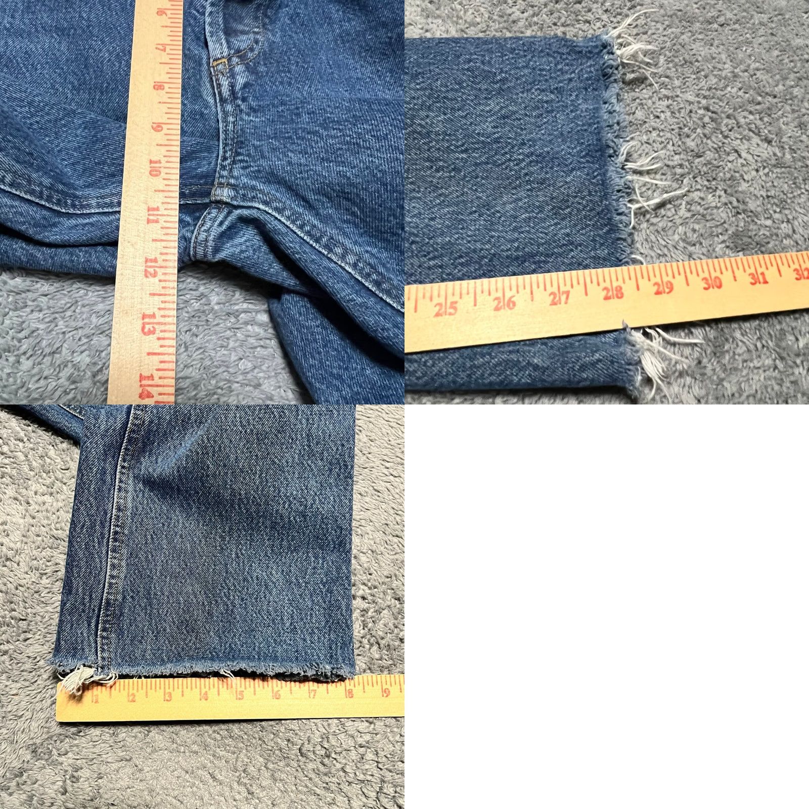Agolde Agolde Jeans Womens 28 Blue Denim Relaxed Boot Cut Button Fly Raw Hem 31x28 Size 28" / US 6 / IT 42 - 8 Thumbnail
