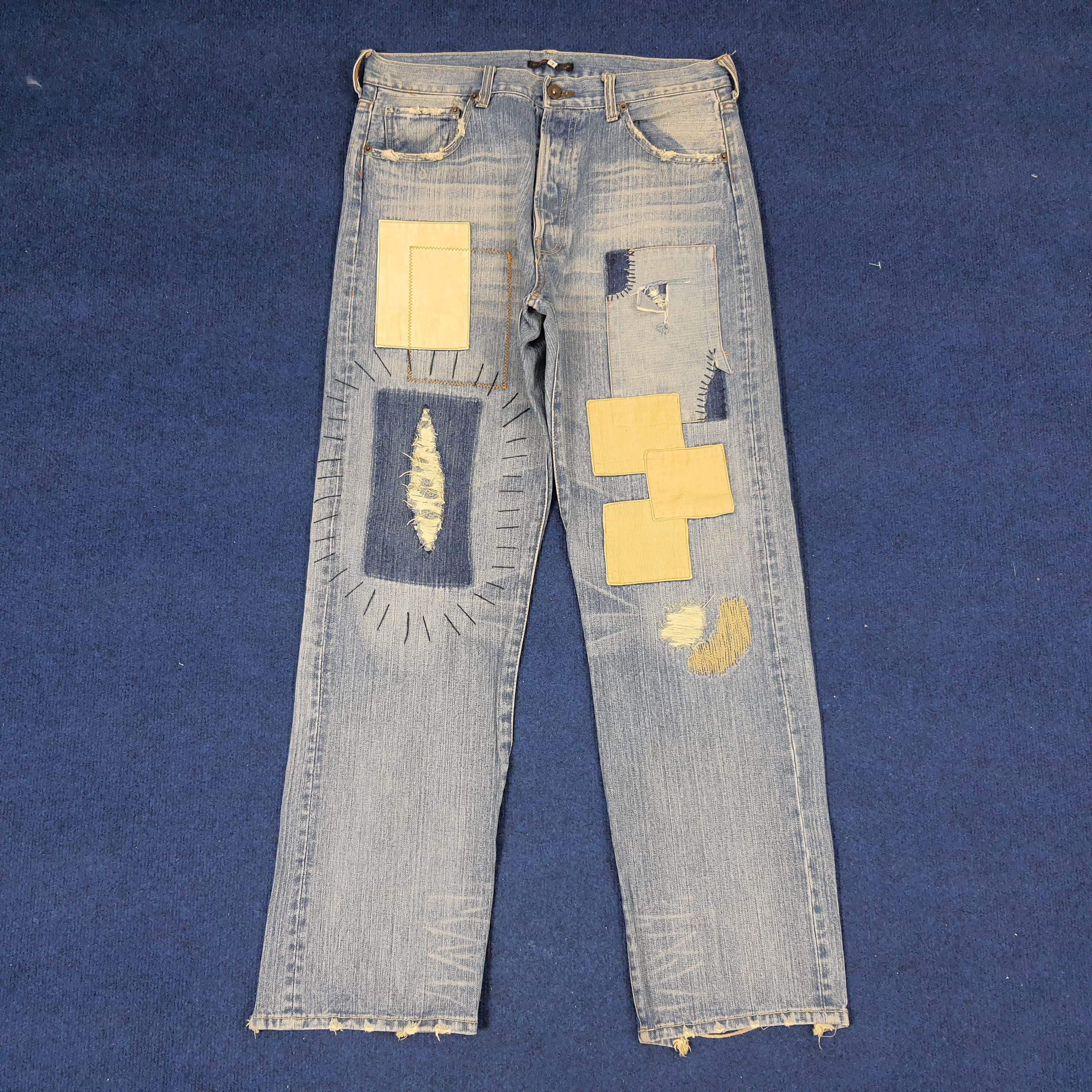 Designer × Vintage Vintage Exhibitionist Patchwork Design Denim Jeans Size US 32 / EU 48 - 1 Thumbnail