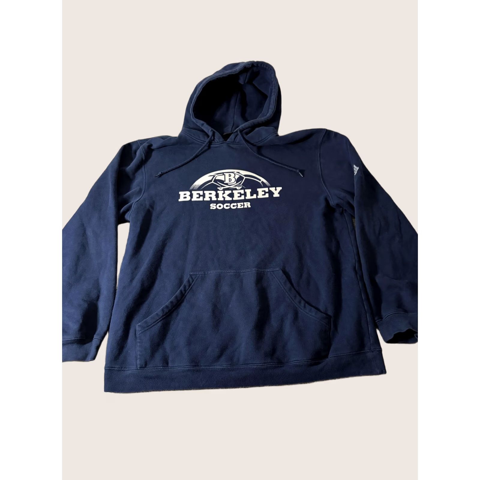 Adidas Adidas Mens XL Blue Fleece Pullover - Berkeley Soccer Graphic Hoodie Size US XL / EU 56 / 4 - 1 Thumbnail